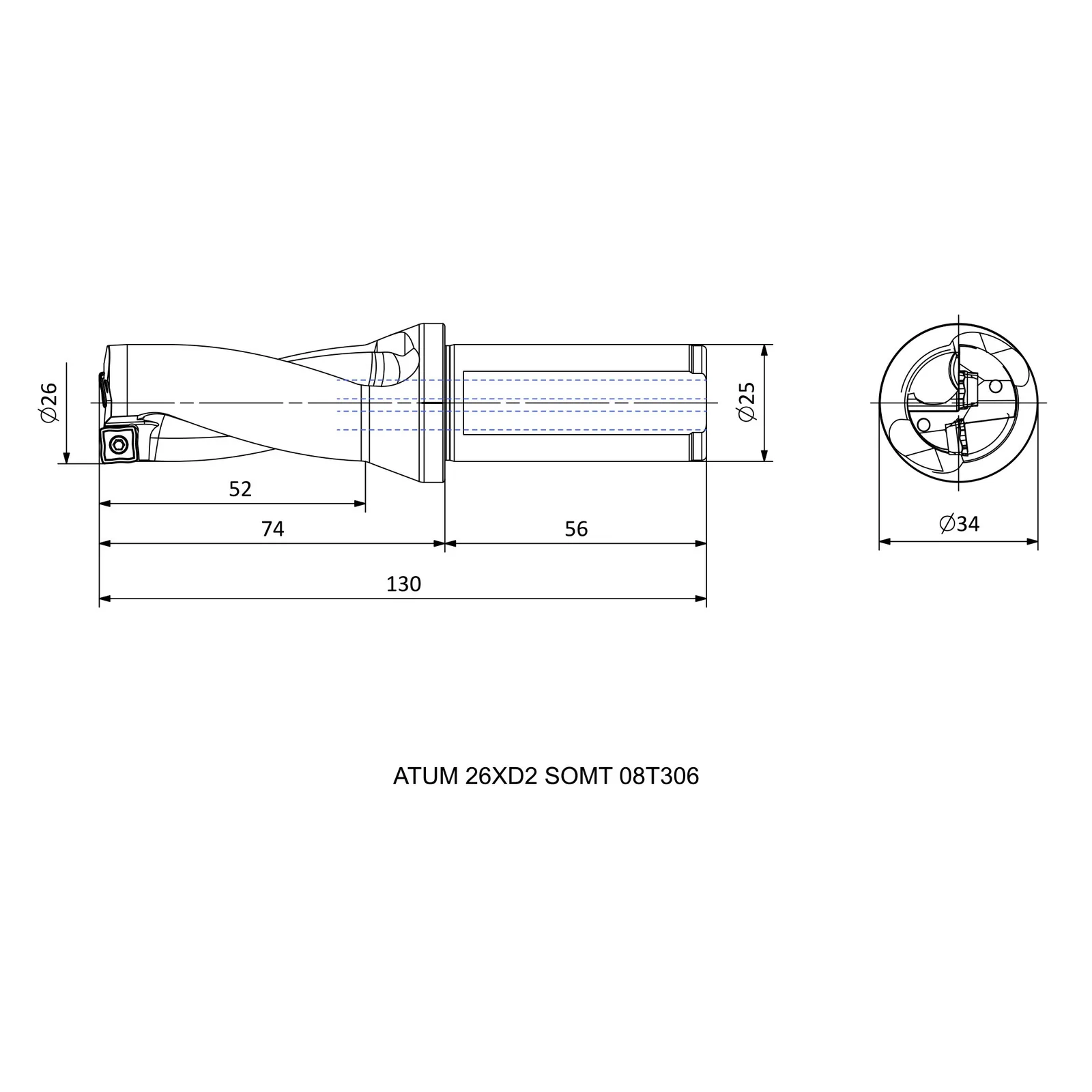 ATUM 26XD2 SOMT 08T306 &mdash; dimensioned drawing