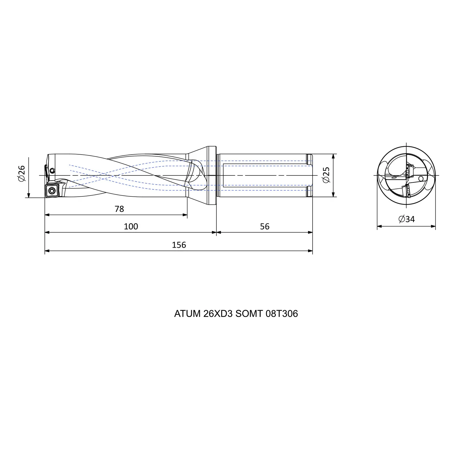 ATUM 26XD3 SOMT 08T306 &mdash; dimensioned drawing