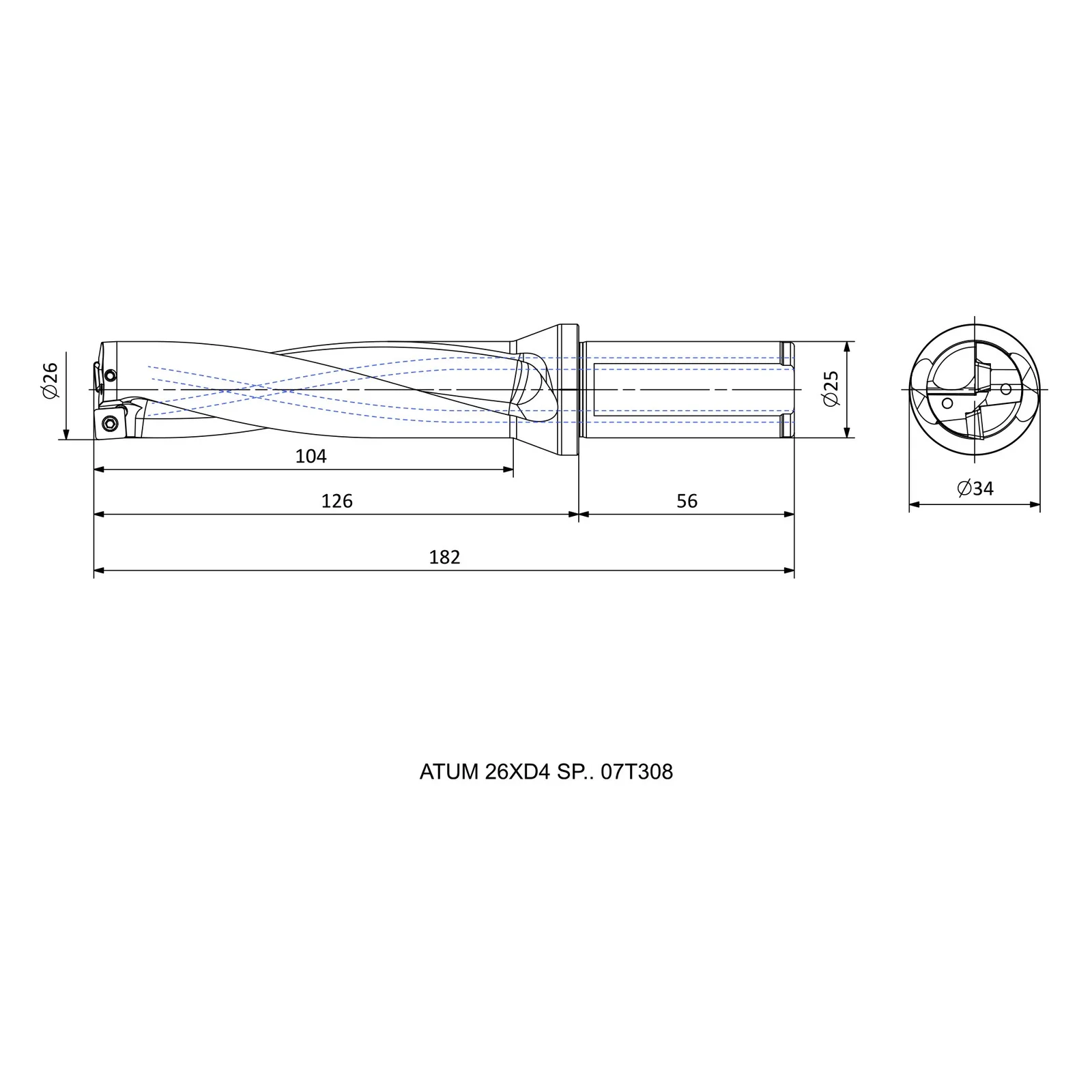 ATUM 26XD4 SP.. 07T308 &mdash; dimensioned drawing