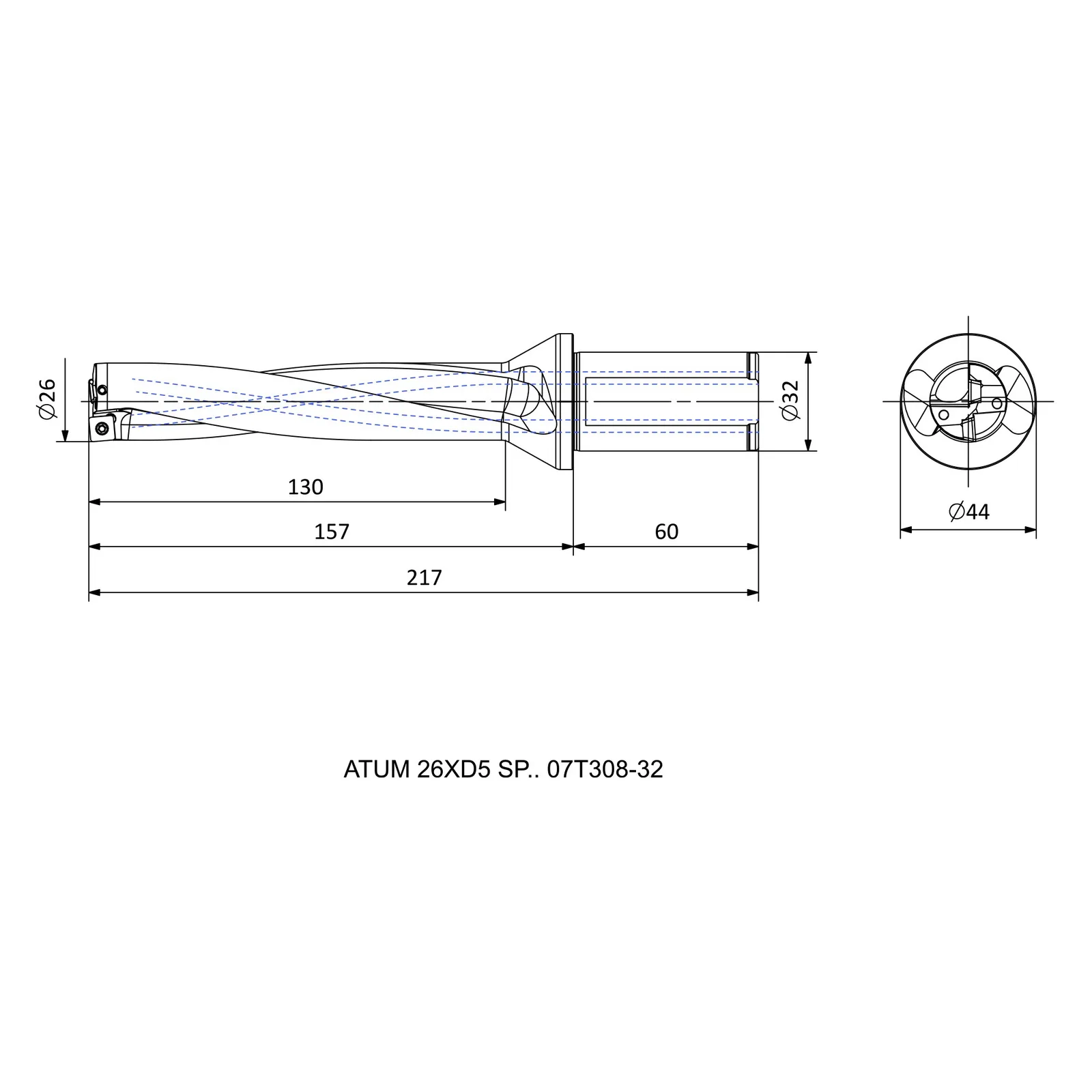 ATUM 26XD5 SP.. 07T308-32 &mdash; dimensioned drawing