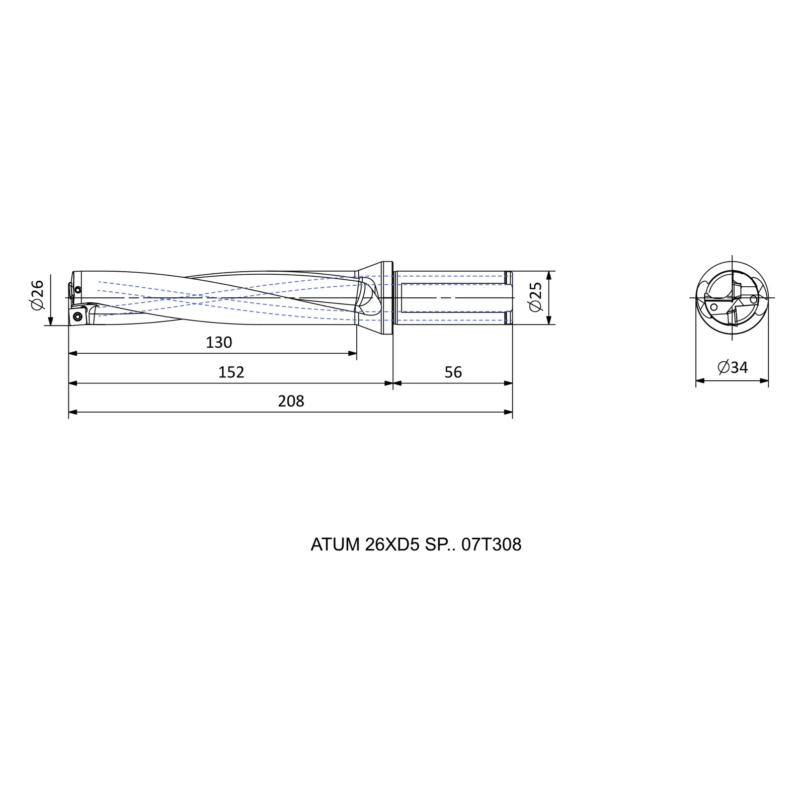 ATUM 26XD5 SP.. 07T308 &mdash; dimensioned drawing