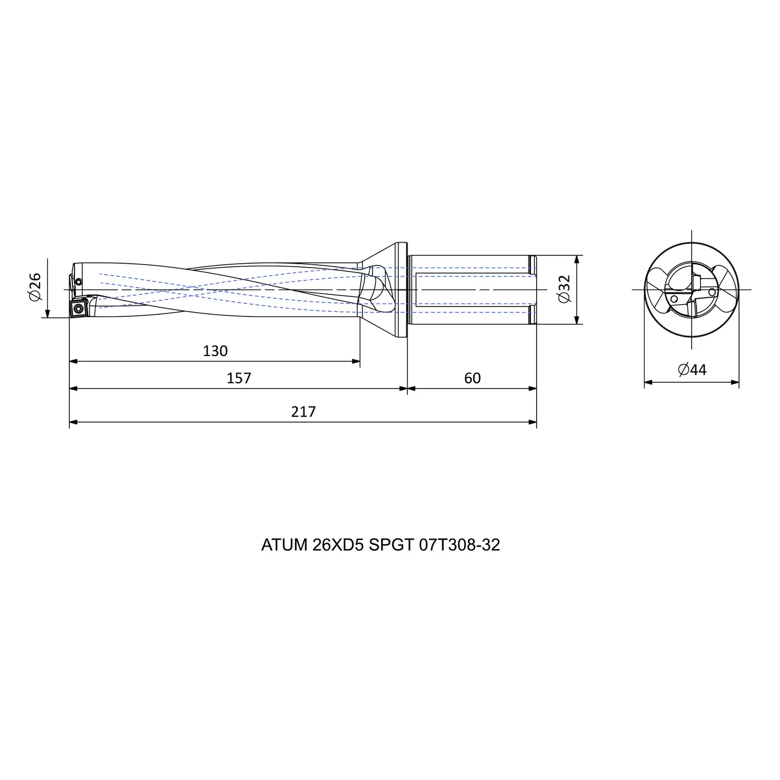 ATUM 26XD5 SPGT 07T308-32 &mdash; dimensioned drawing