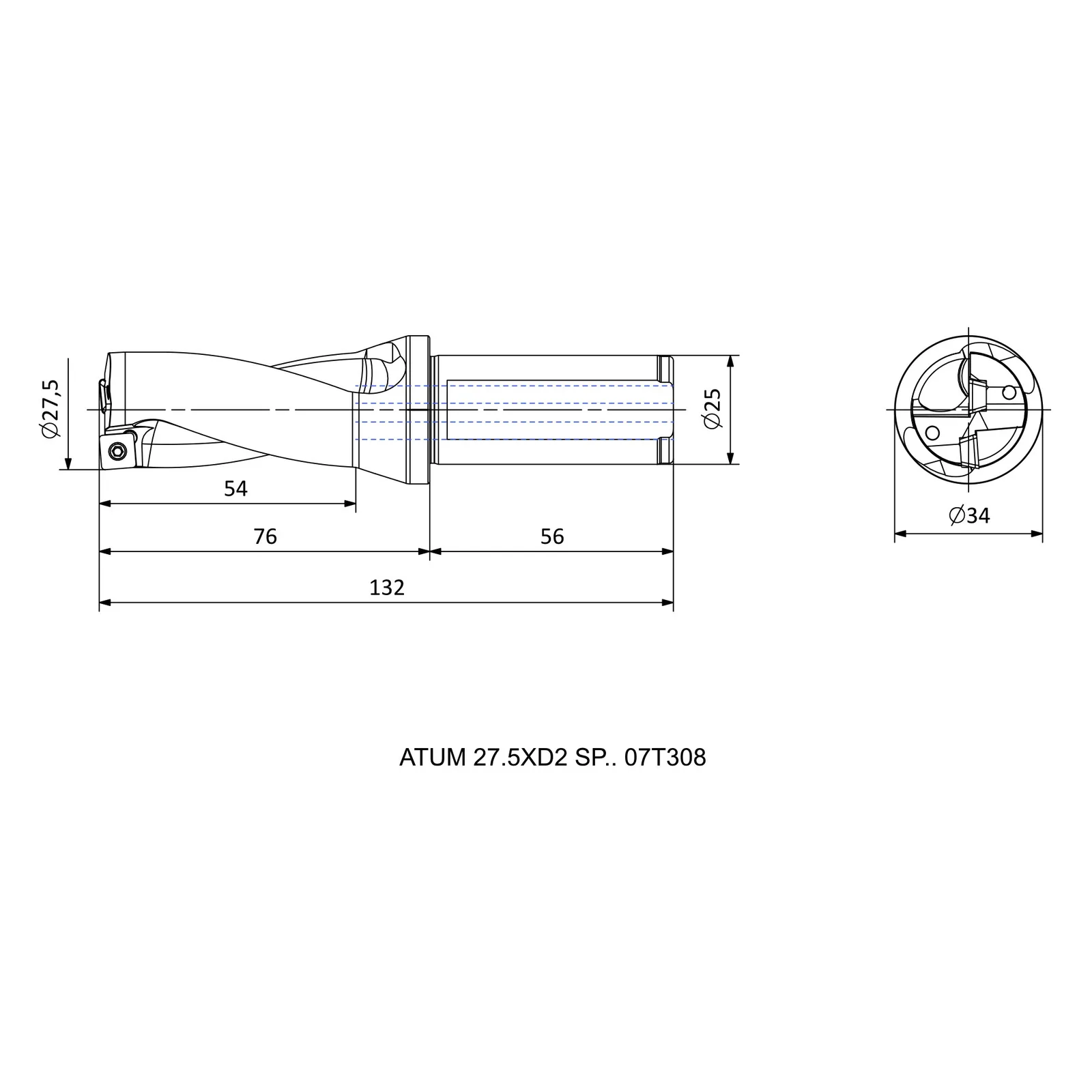 ATUM 27.5XD2 SP.. 07T308 &mdash; dimensioned drawing