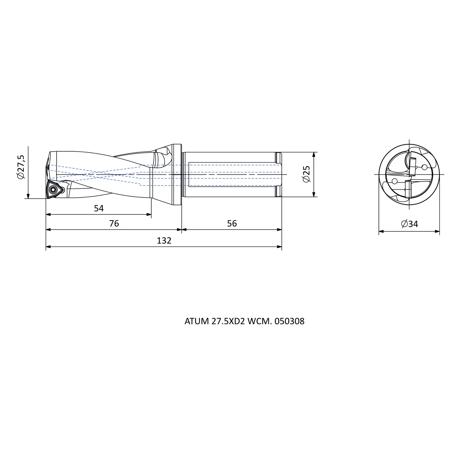 ATUM 27.5XD2 WCM. 050308 &mdash; dimensioned drawing