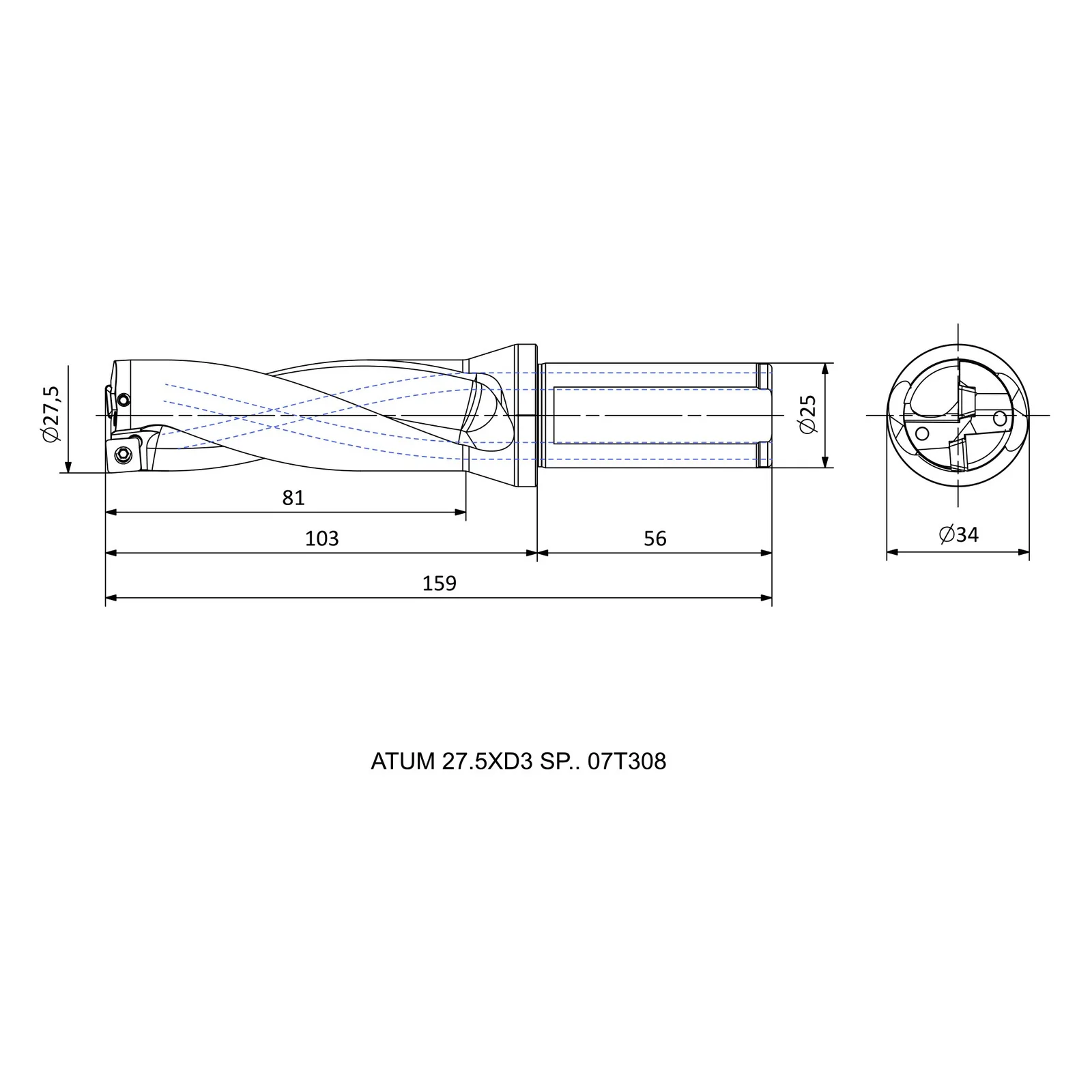 ATUM 27.5XD3 SP.. 07T308 &mdash; dimensioned drawing