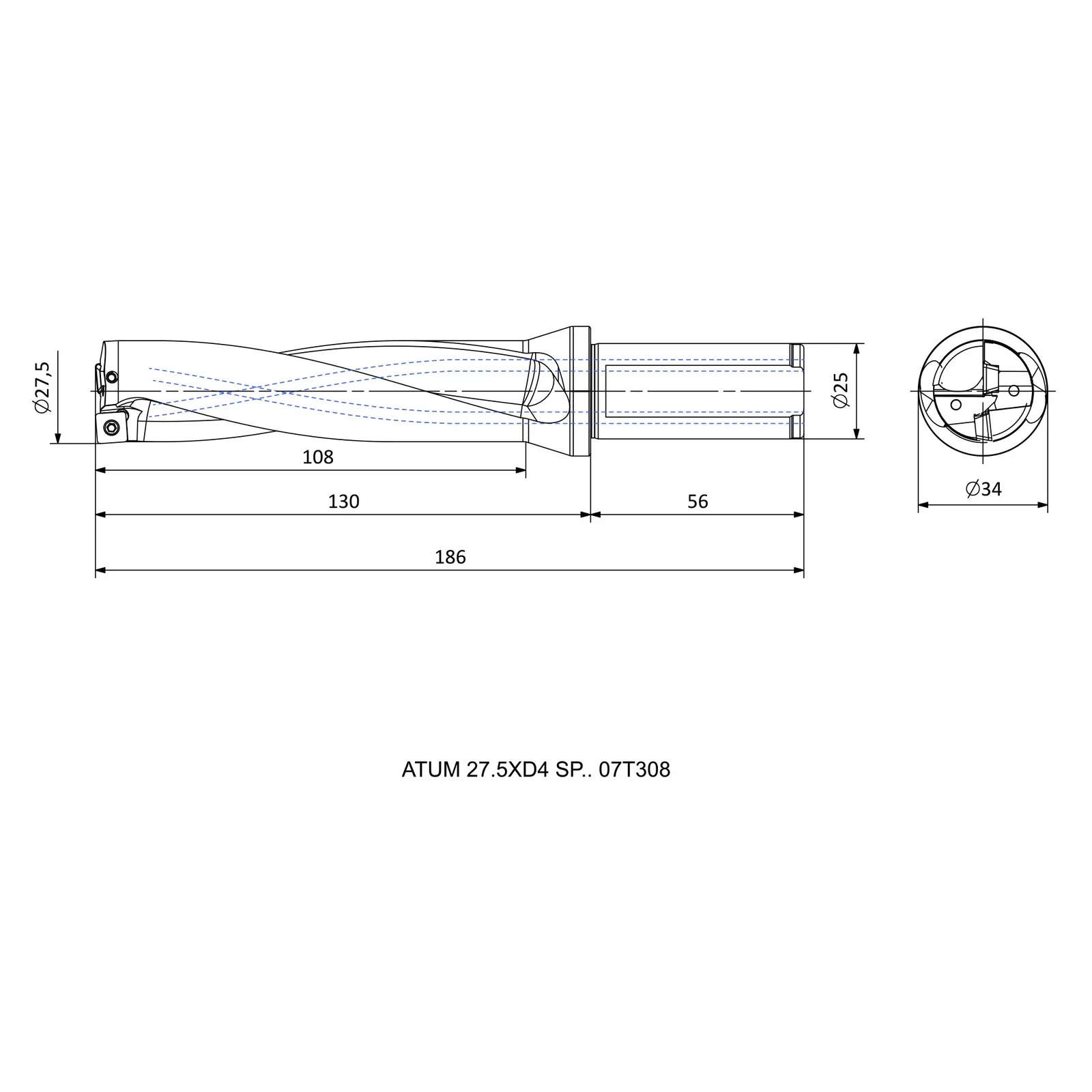 ATUM 27.5XD4 SP.. 07T308 &mdash; dimensioned drawing
