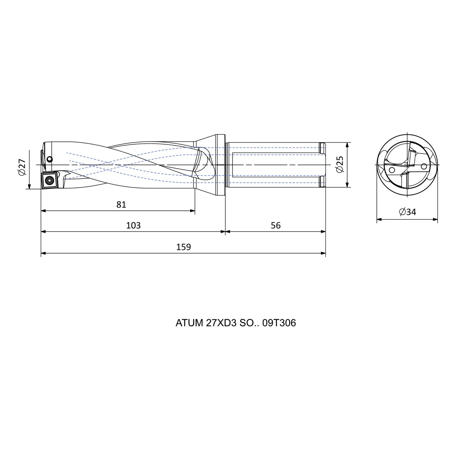 ATUM 27XD3 SO.. 09T306 &mdash; dimensioned drawing