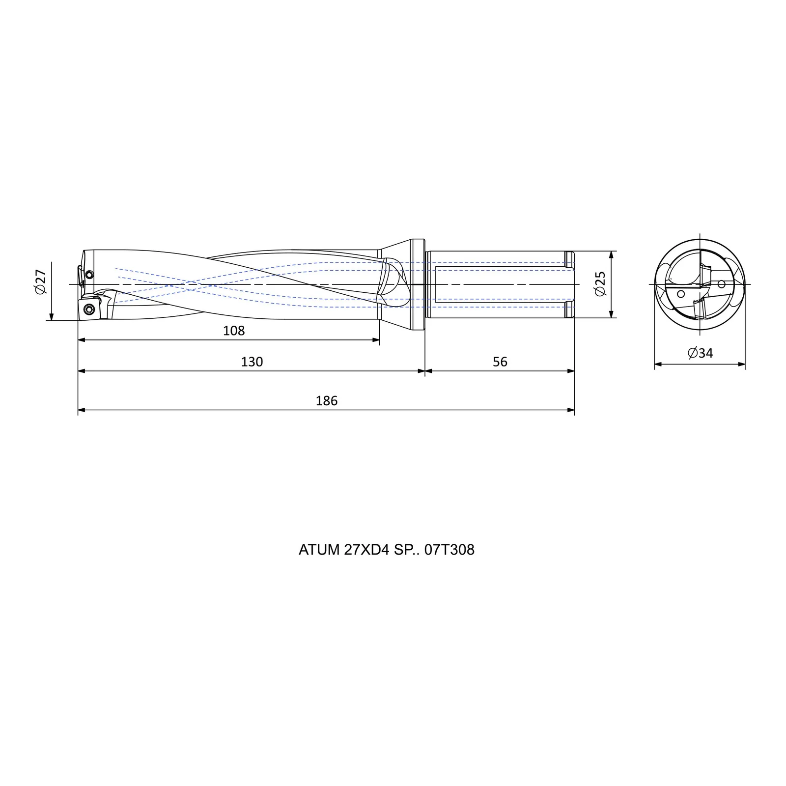 ATUM 27XD4 SP.. 07T308 &mdash; dimensioned drawing
