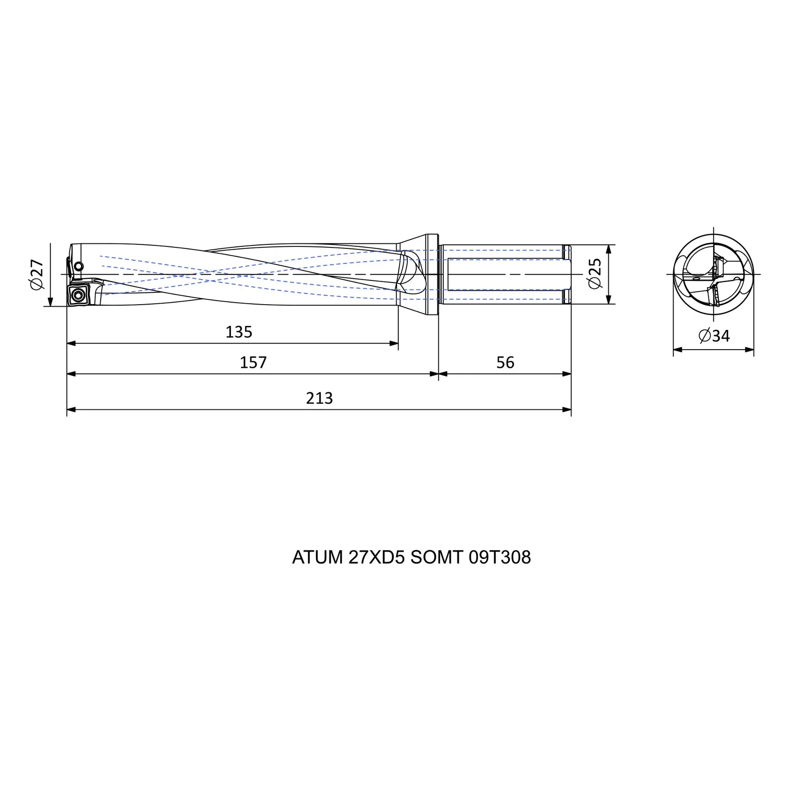 ATUM 27XD5 SOMT 09T308 &mdash; dimensioned drawing