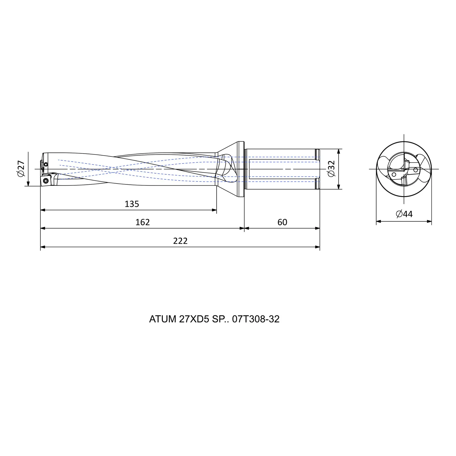 ATUM 27XD5 SP.. 07T308-32 &mdash; dimensioned drawing