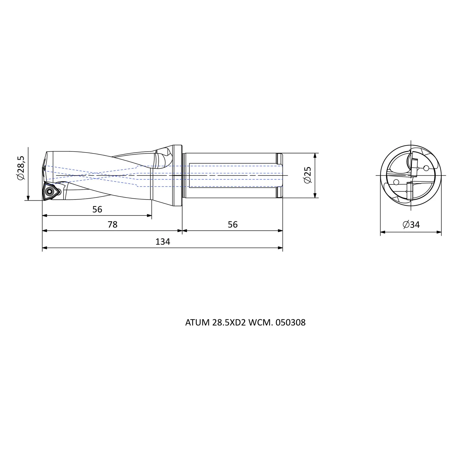 ATUM 28.5XD2 WCM. 050308 &mdash; dimensioned drawing