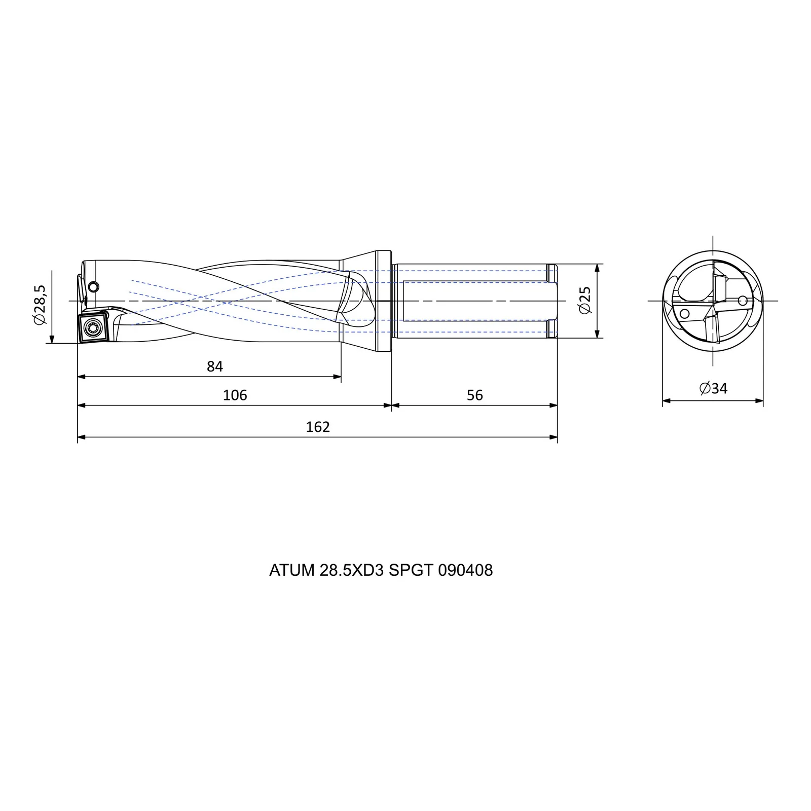 ATUM 28.5XD3 SPGT 090408 &mdash; dimensioned drawing
