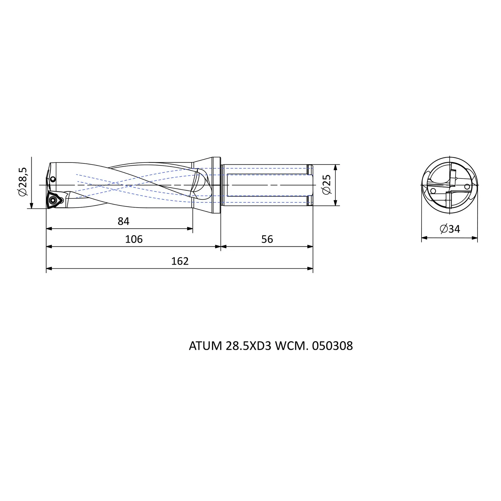 ATUM 28.5XD3 WCM. 050308 &mdash; dimensioned drawing