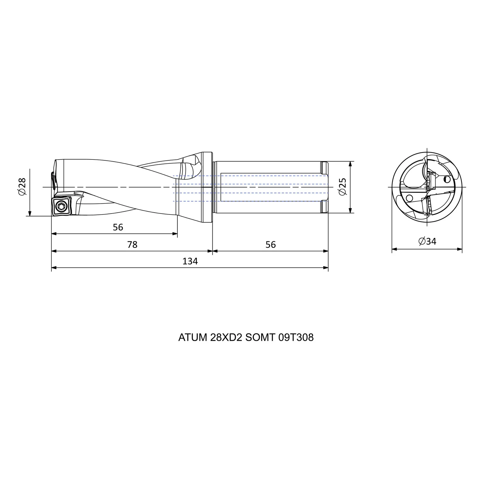 ATUM 28XD2 SOMT 09T308 &mdash; dimensioned drawing