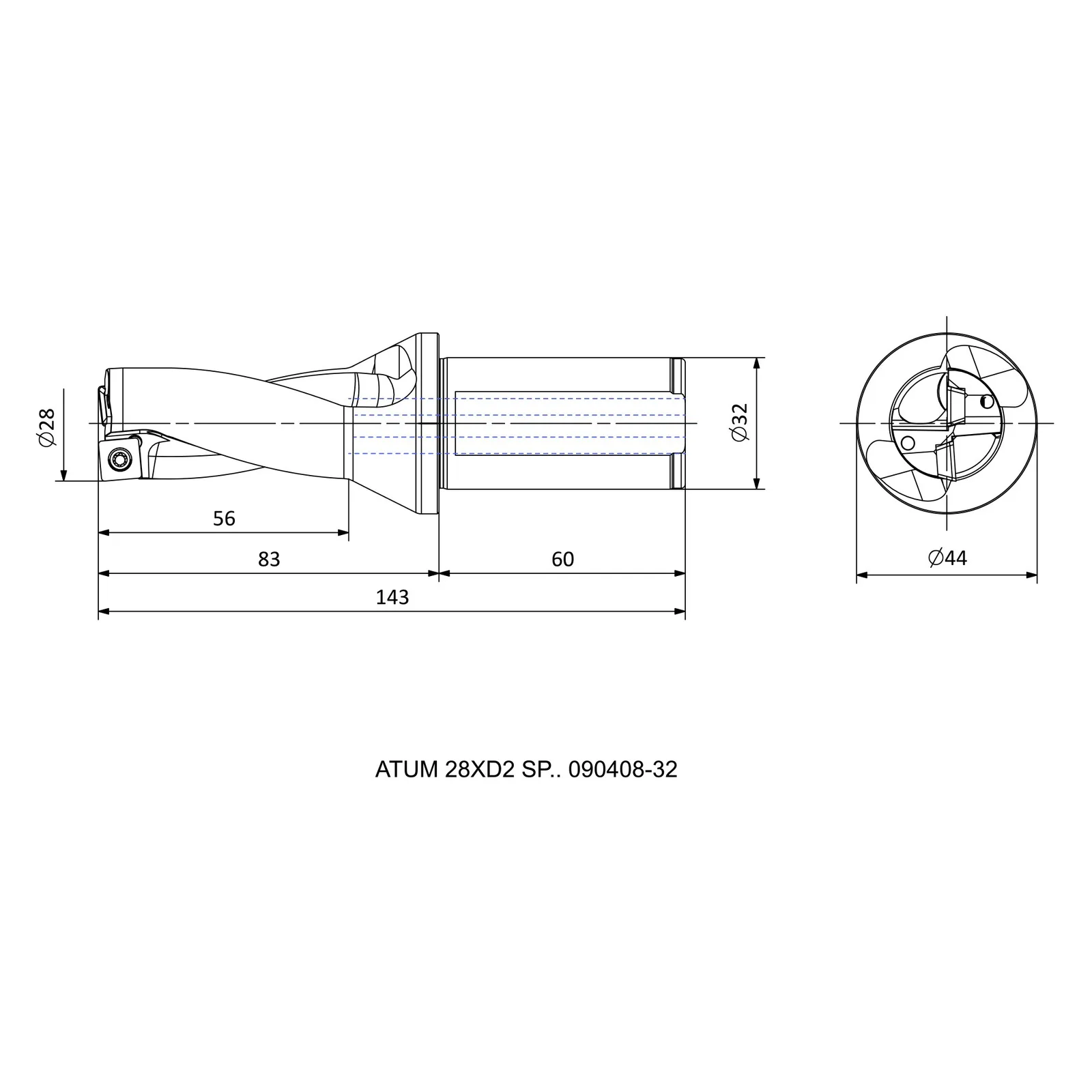 ATUM 28XD2 SP.. 090408-32 &mdash; dimensioned drawing