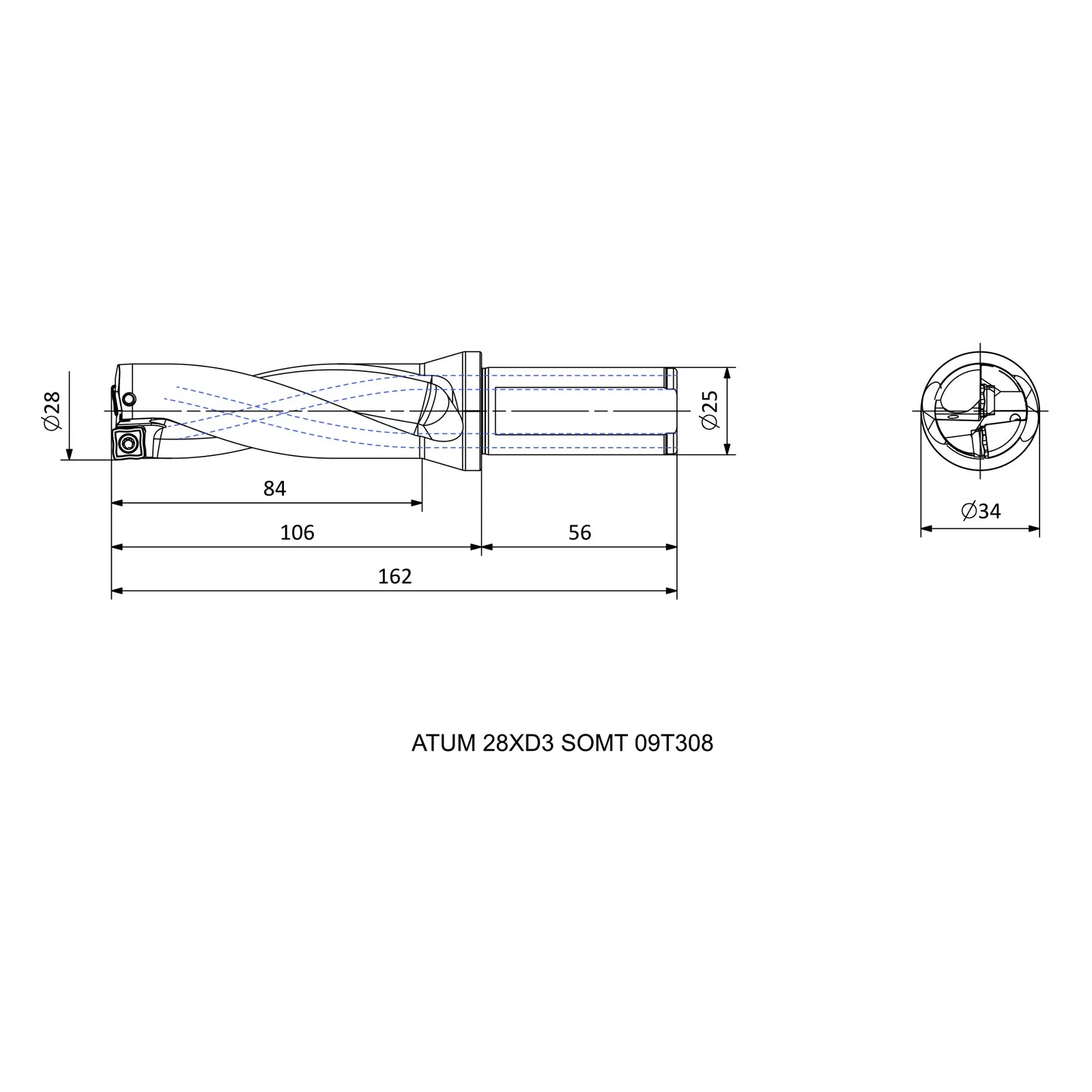ATUM 28XD3 SOMT 09T308 &mdash; dimensioned drawing