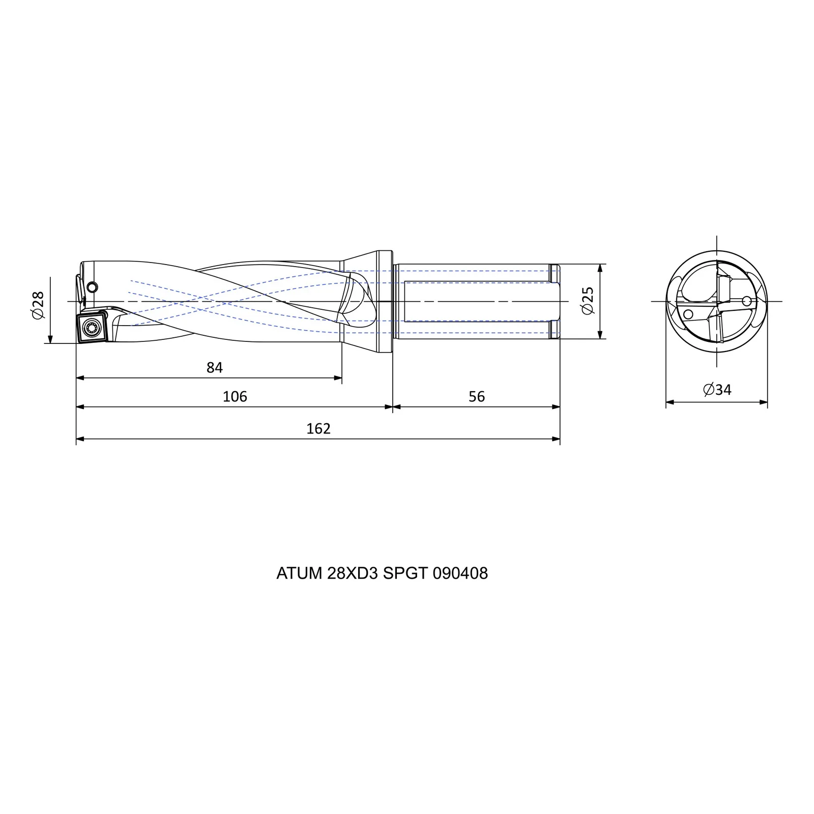 ATUM 28XD3 SPGT 090408 &mdash; dimensioned drawing