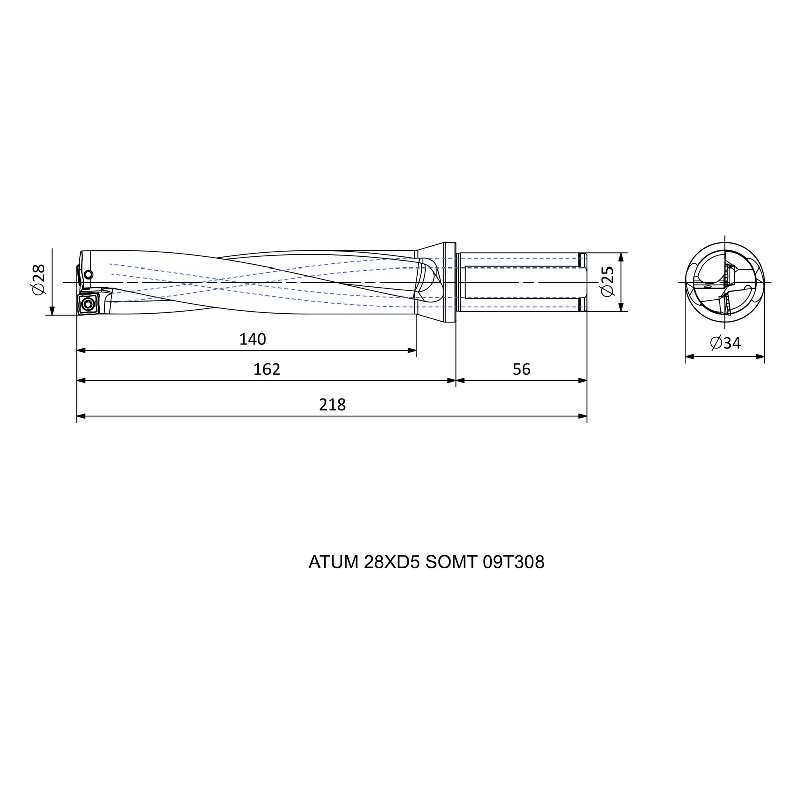 ATUM 28XD5 SOMT 09T308 &mdash; dimensioned drawing