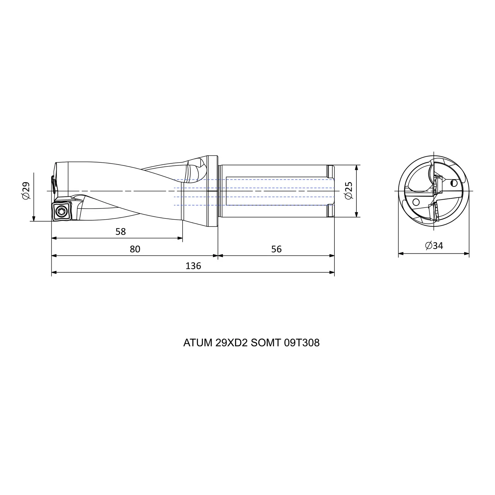 ATUM 29XD2 SOMT 09T308 &mdash; dimensioned drawing