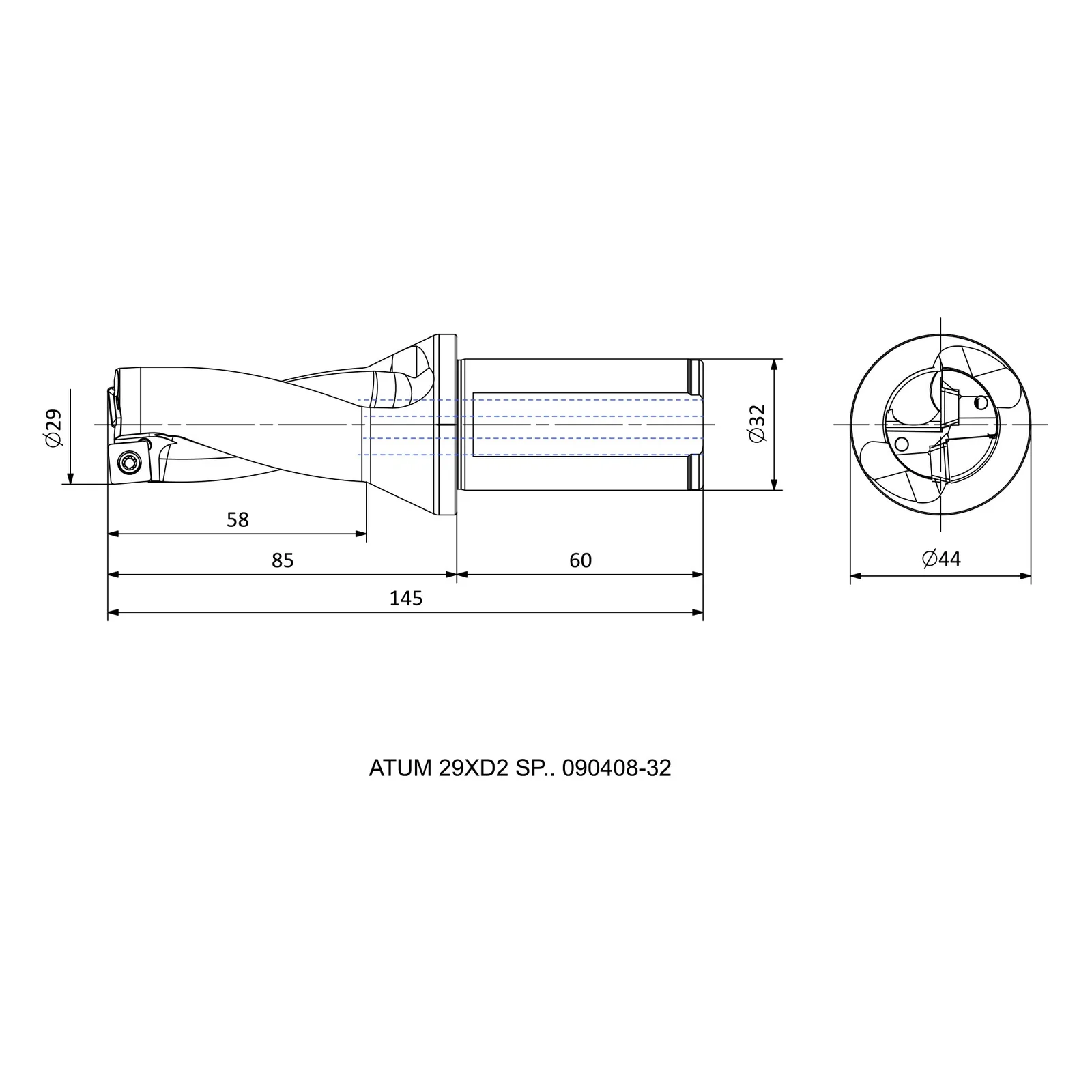 ATUM 29XD2 SP.. 090408-32 &mdash; dimensioned drawing