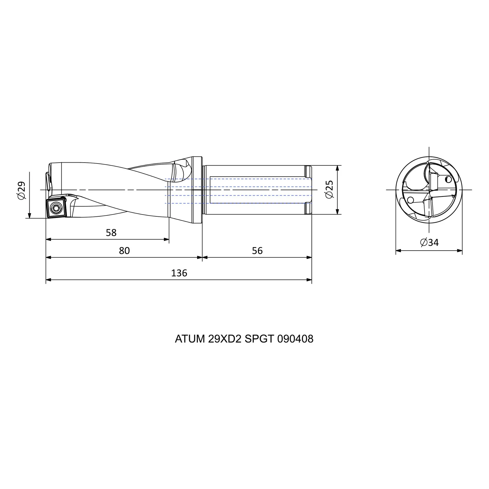 ATUM 29XD2 SPGT 090408 &mdash; dimensioned drawing