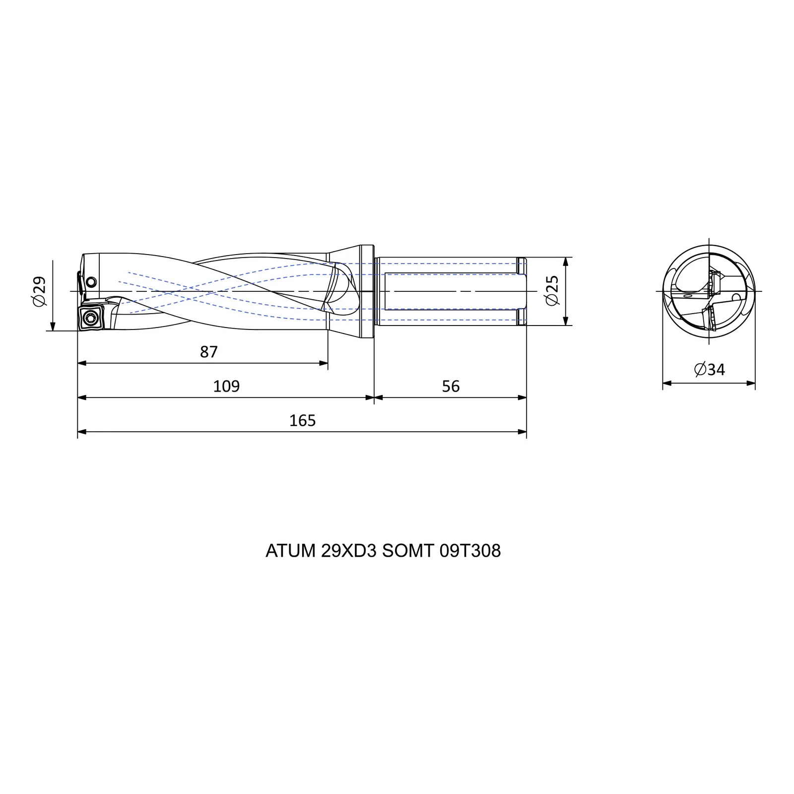 ATUM 29XD3 SOMT 09T308 &mdash; dimensioned drawing