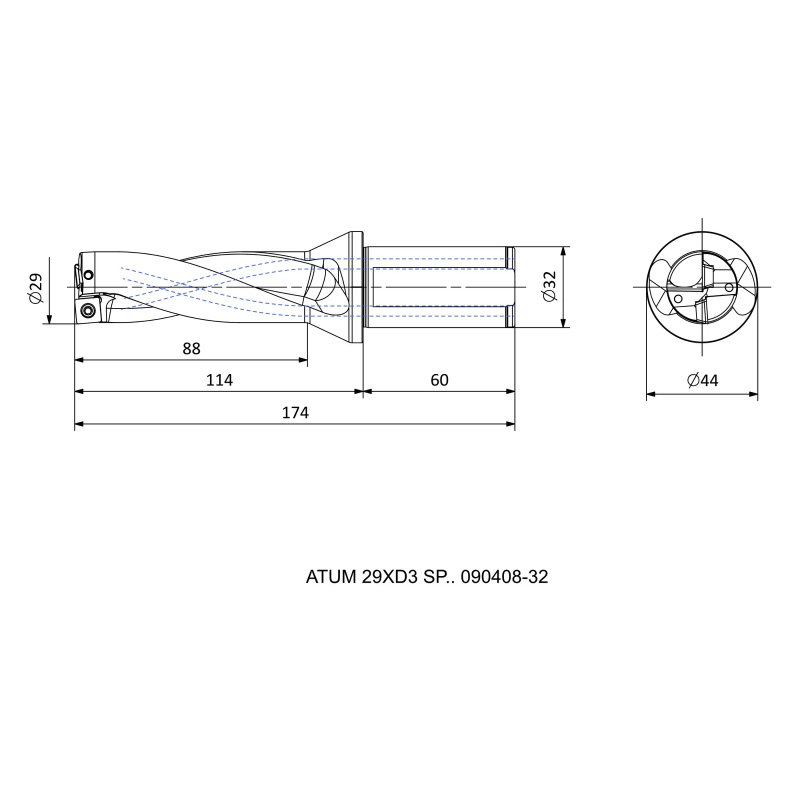 ATUM 29XD3 SP.. 090408-32 &mdash; dimensioned drawing
