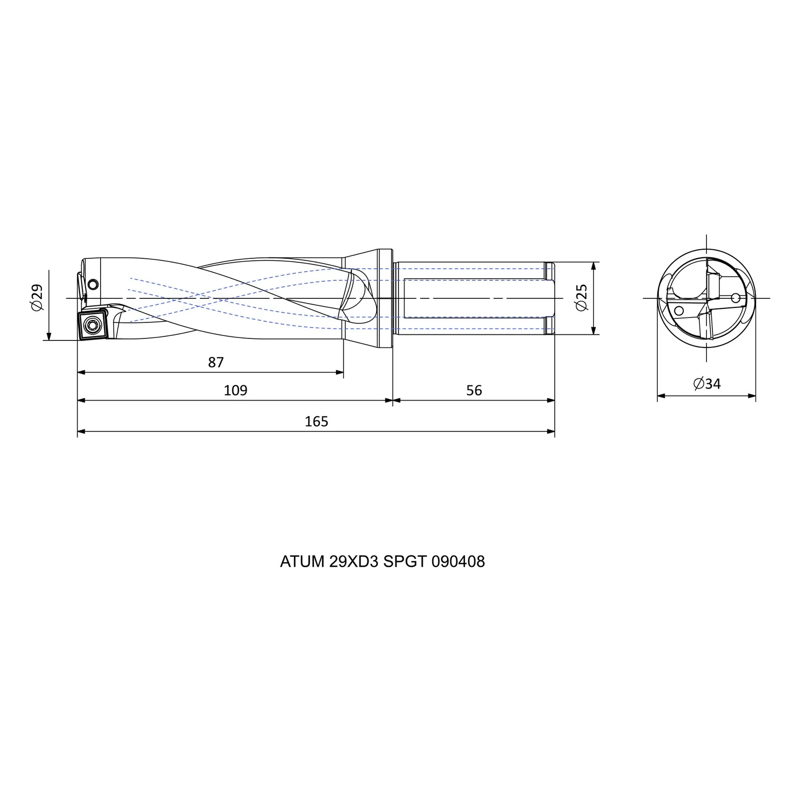 ATUM 29XD3 SPGT 090408 &mdash; dimensioned drawing