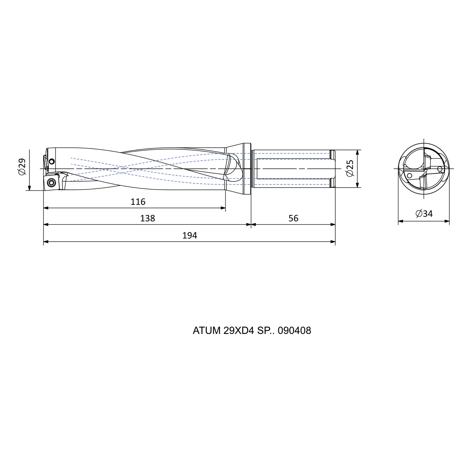 ATUM 29XD4 SP.. 090408 &mdash; dimensioned drawing