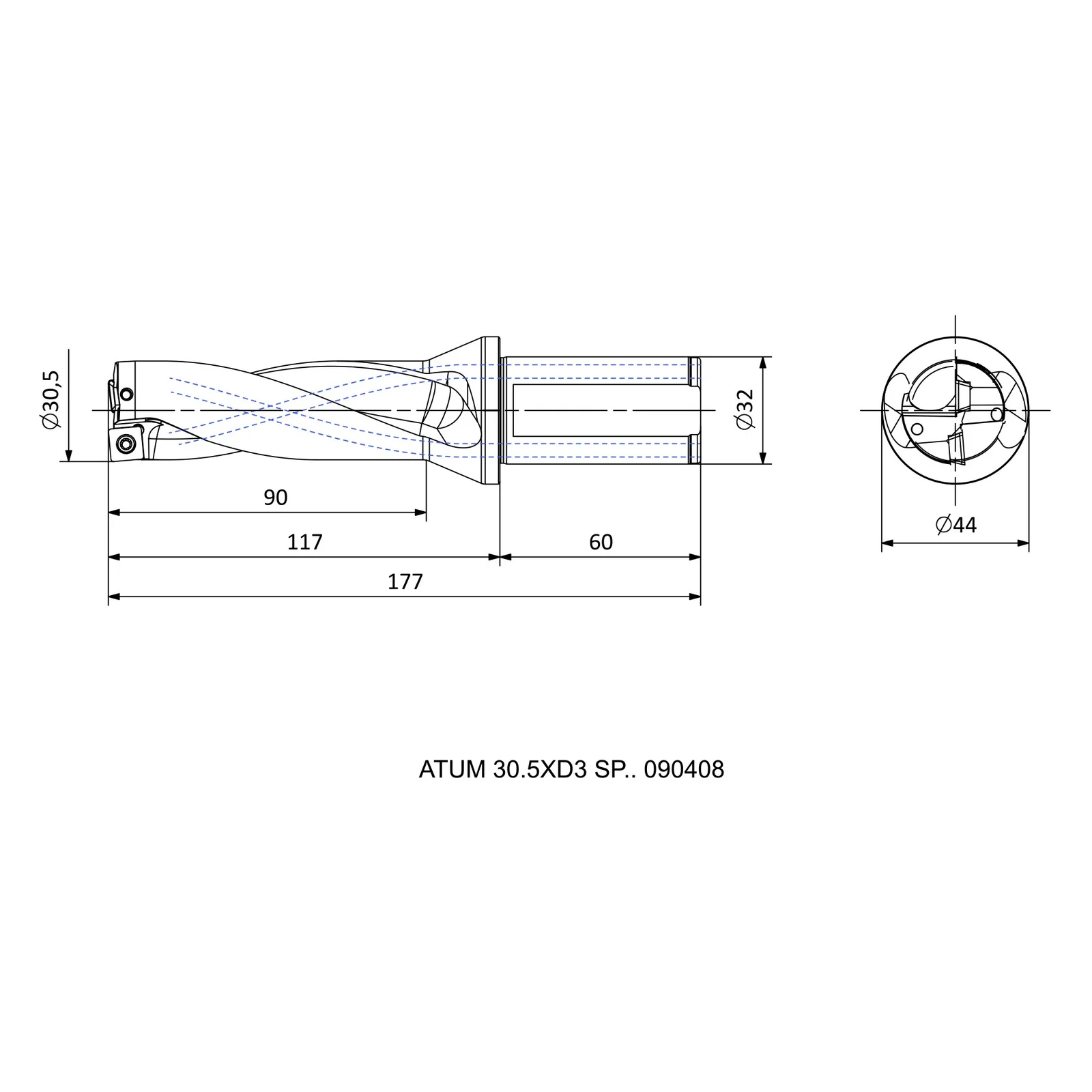 ATUM 30.5XD3 SP.. 090408 &mdash; dimensioned drawing