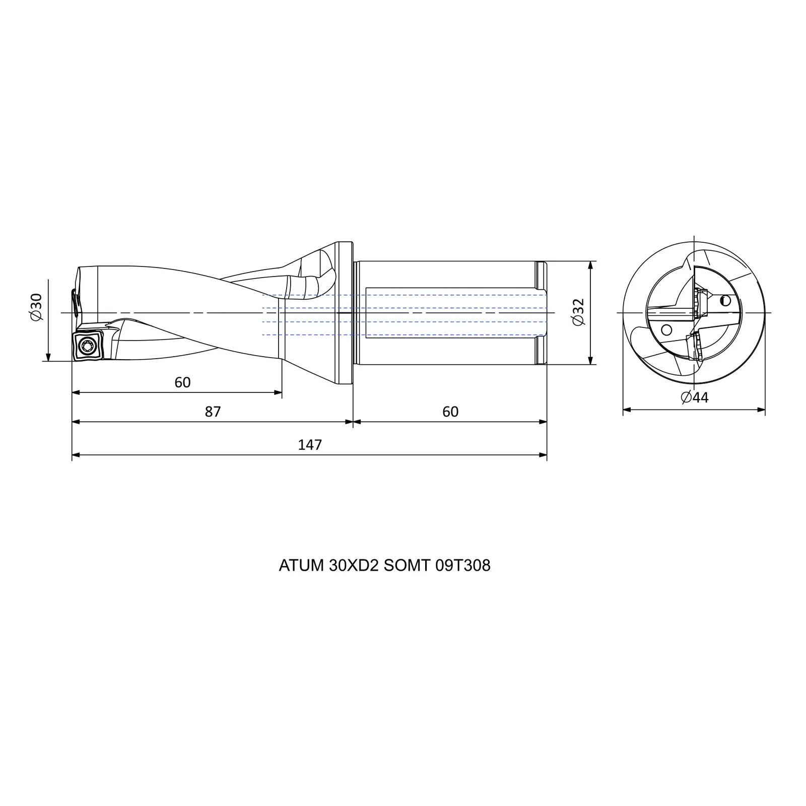 ATUM 30XD2 SOMT 09T308 &mdash; dimensioned drawing