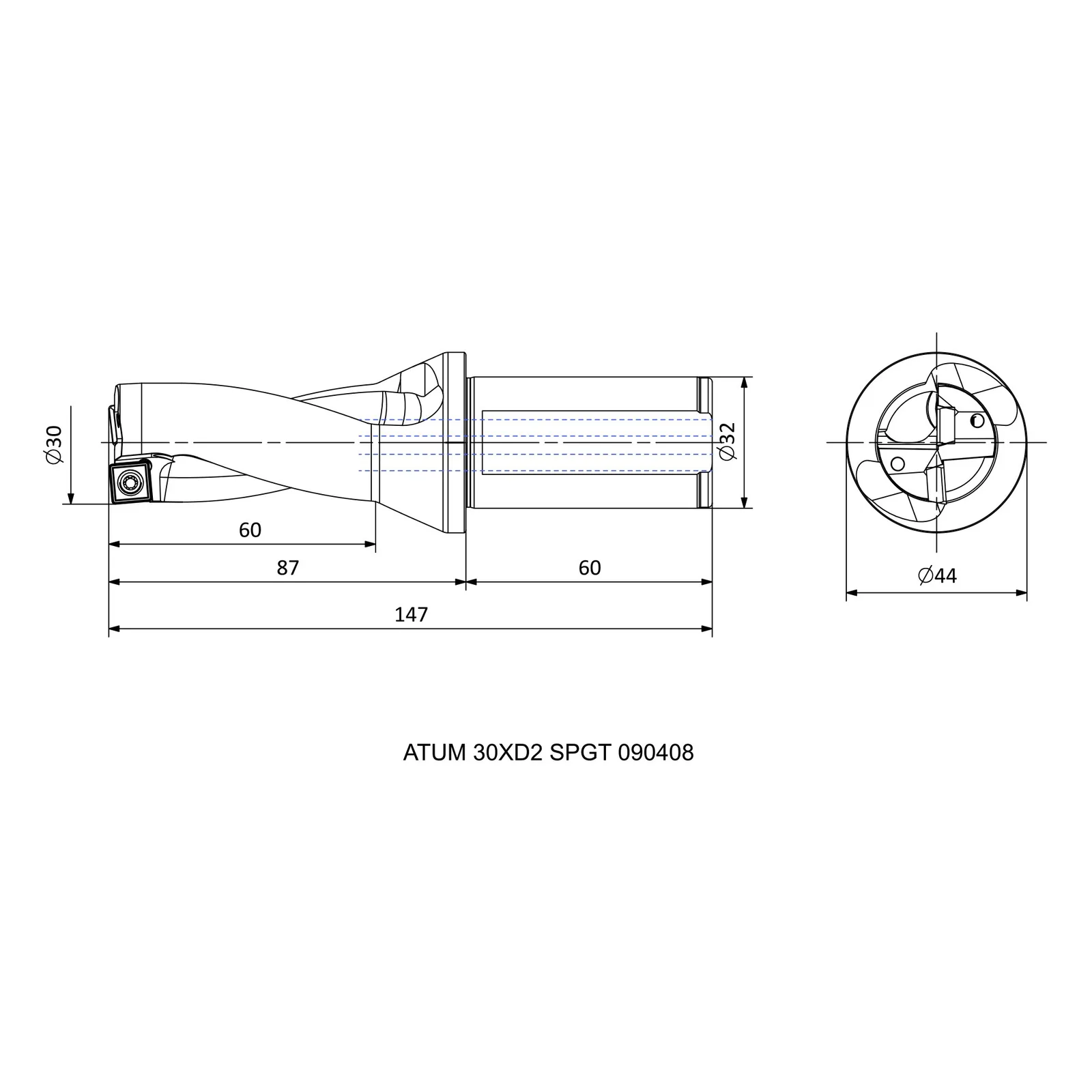 ATUM 30XD2 SPGT 090408 &mdash; dimensioned drawing