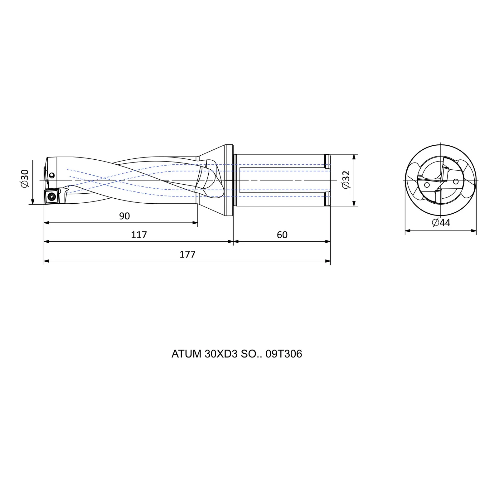 ATUM 30XD3 SO.. 09T306 &mdash; dimensioned drawing