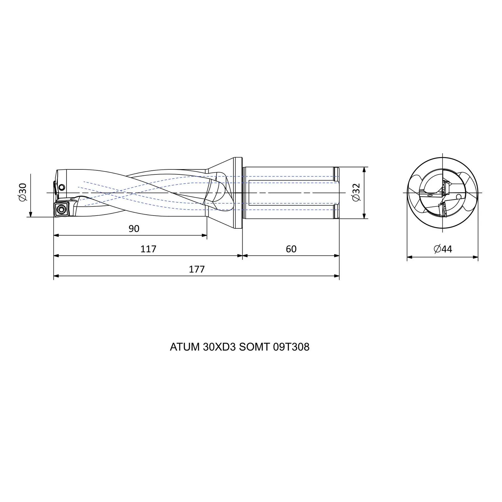 ATUM 30XD3 SOMT 09T308 &mdash; dimensioned drawing