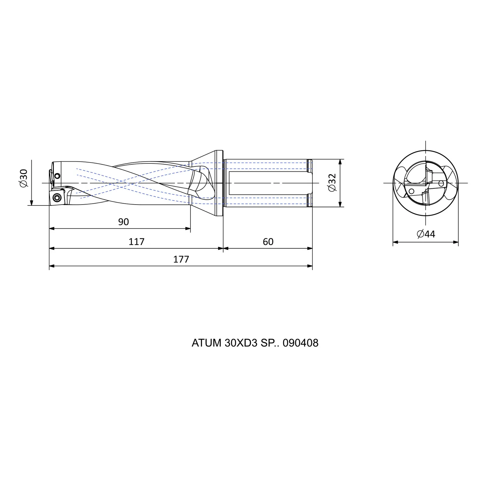 ATUM 30XD3 SP.. 090408 &mdash; dimensioned drawing
