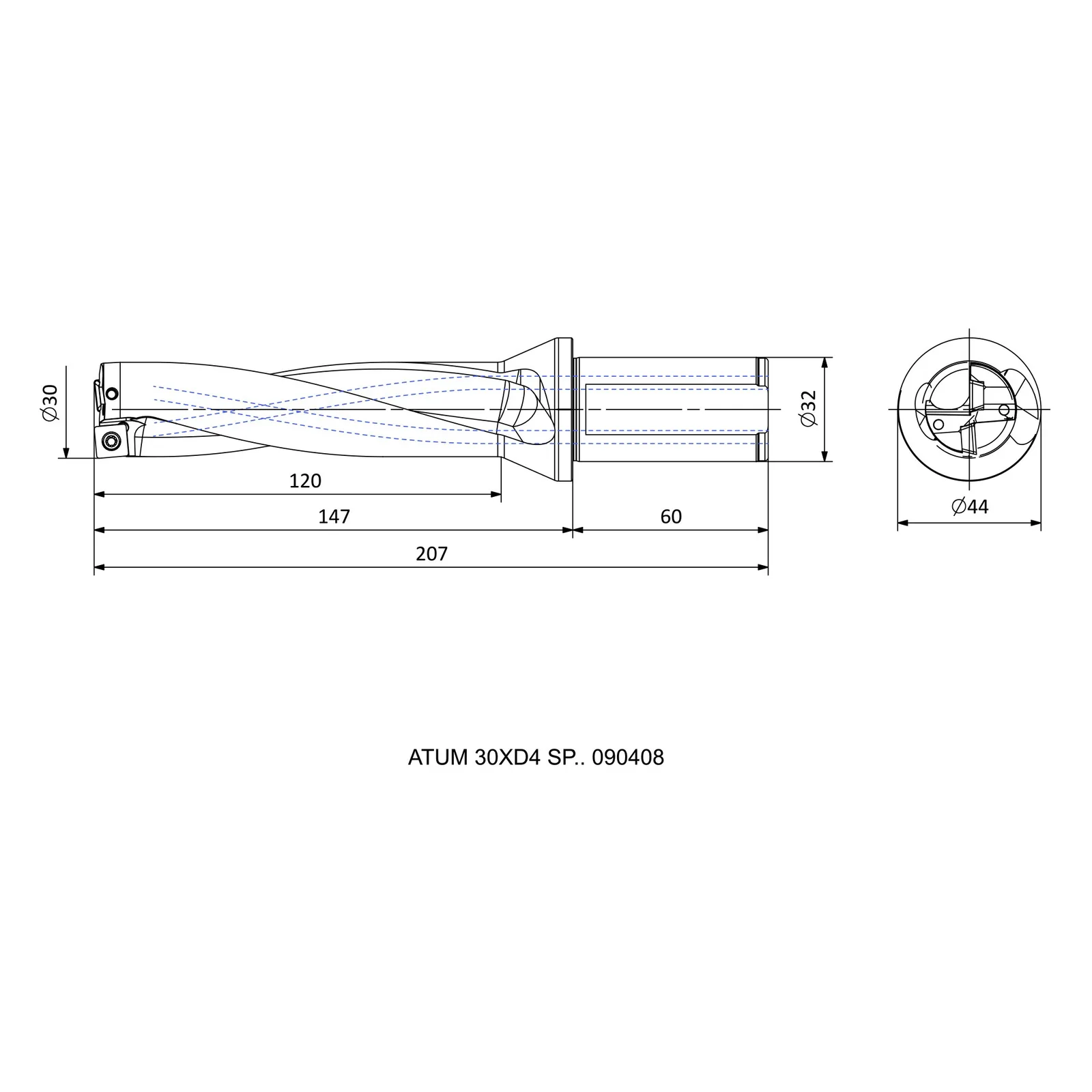 ATUM 30XD4 SP.. 090408 &mdash; dimensioned drawing