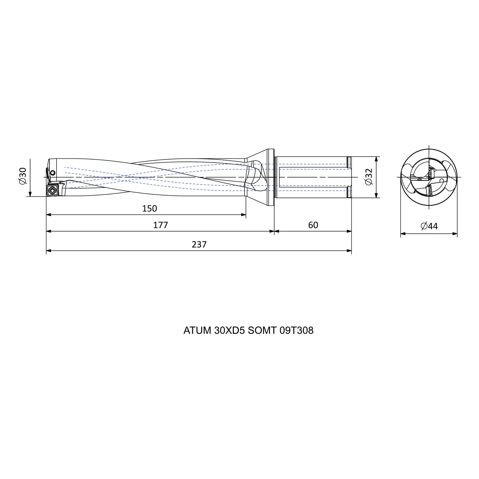 ATUM 30XD5 SOMT 09T308 &mdash; dimensioned drawing