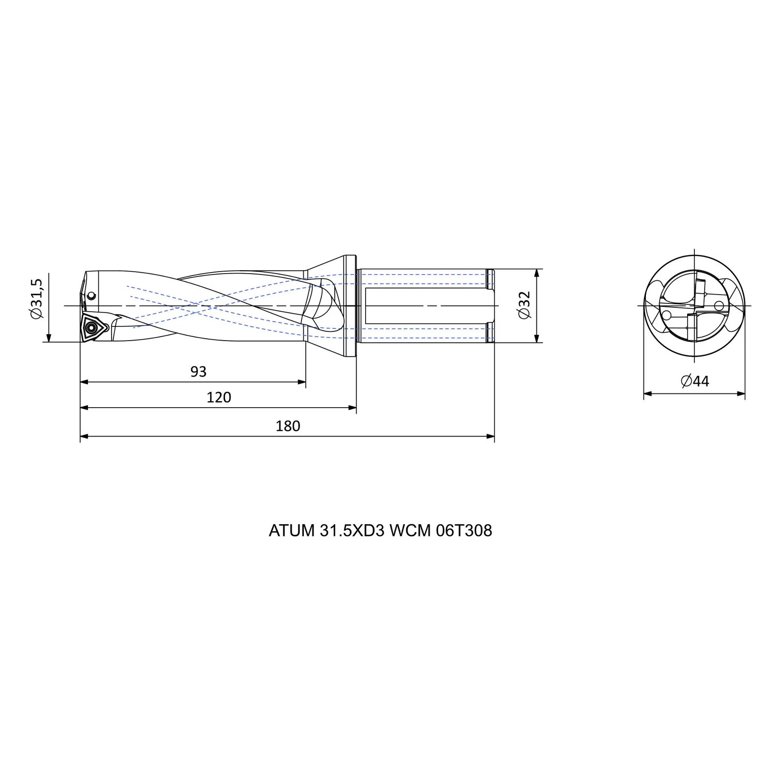 ATUM 31.5XD3 WCM. 06T308 &mdash; dimensioned drawing