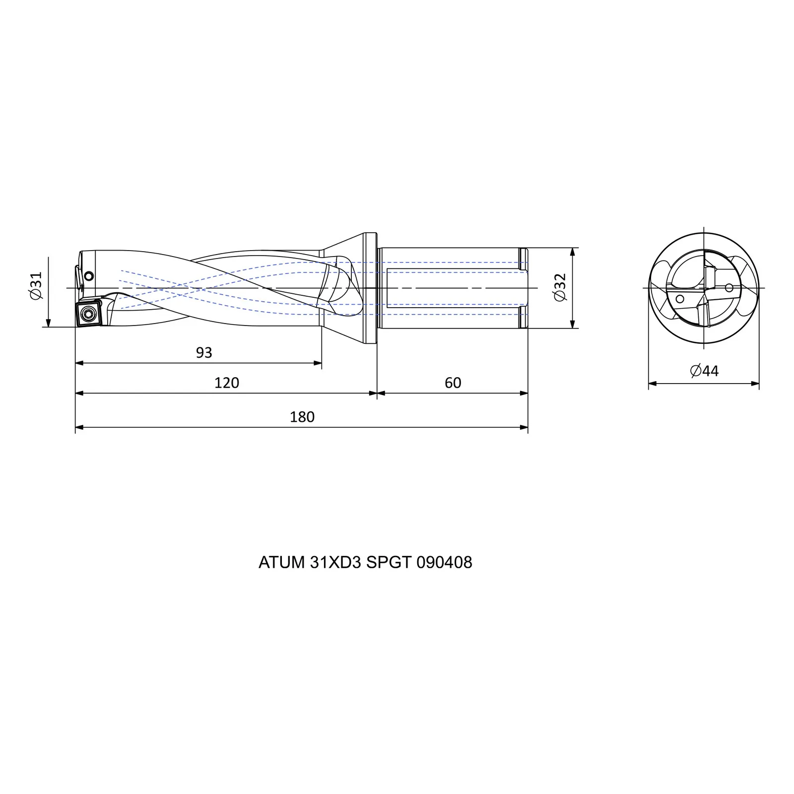 ATUM 31XD3 SPGT 090408 &mdash; dimensioned drawing