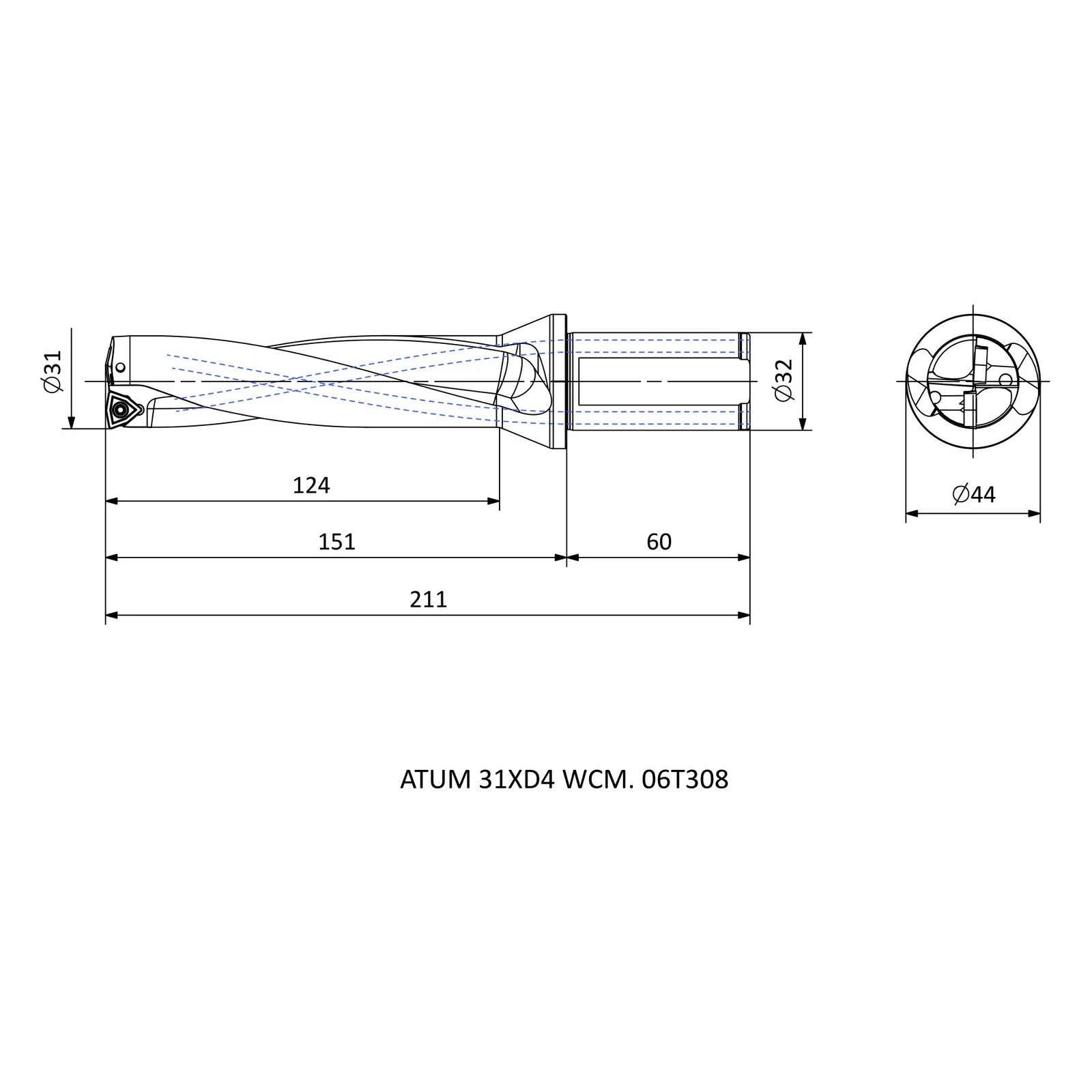 ATUM 31XD4 WCM. 06T308 &mdash; dimensioned drawing