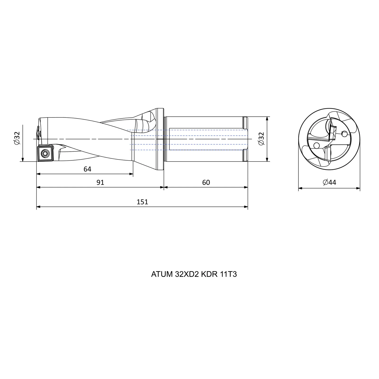 ATUM 32XD2 KDR 11T3.. &mdash; dimensioned drawing