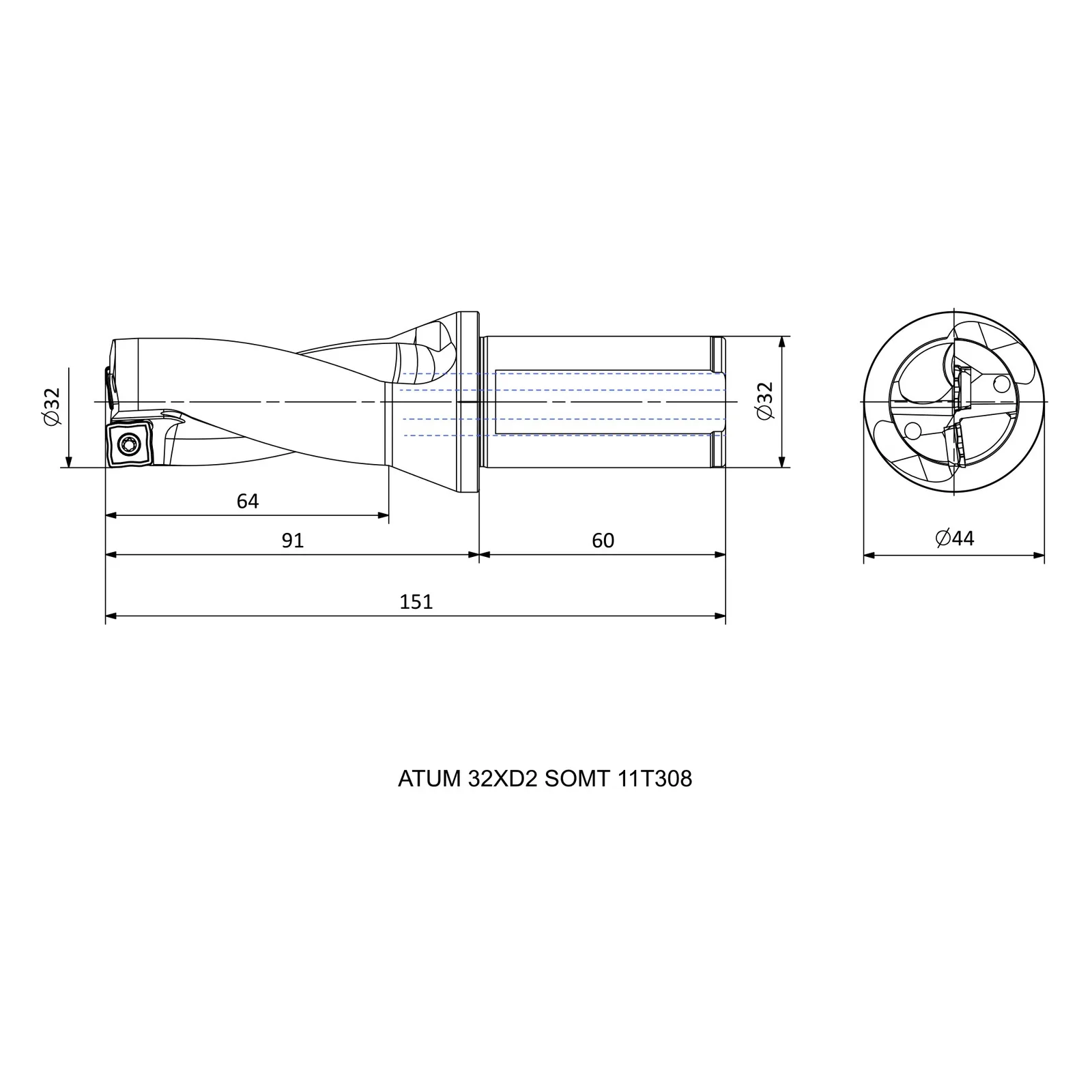 ATUM 32XD2 SOMT 11T308 &mdash; dimensioned drawing
