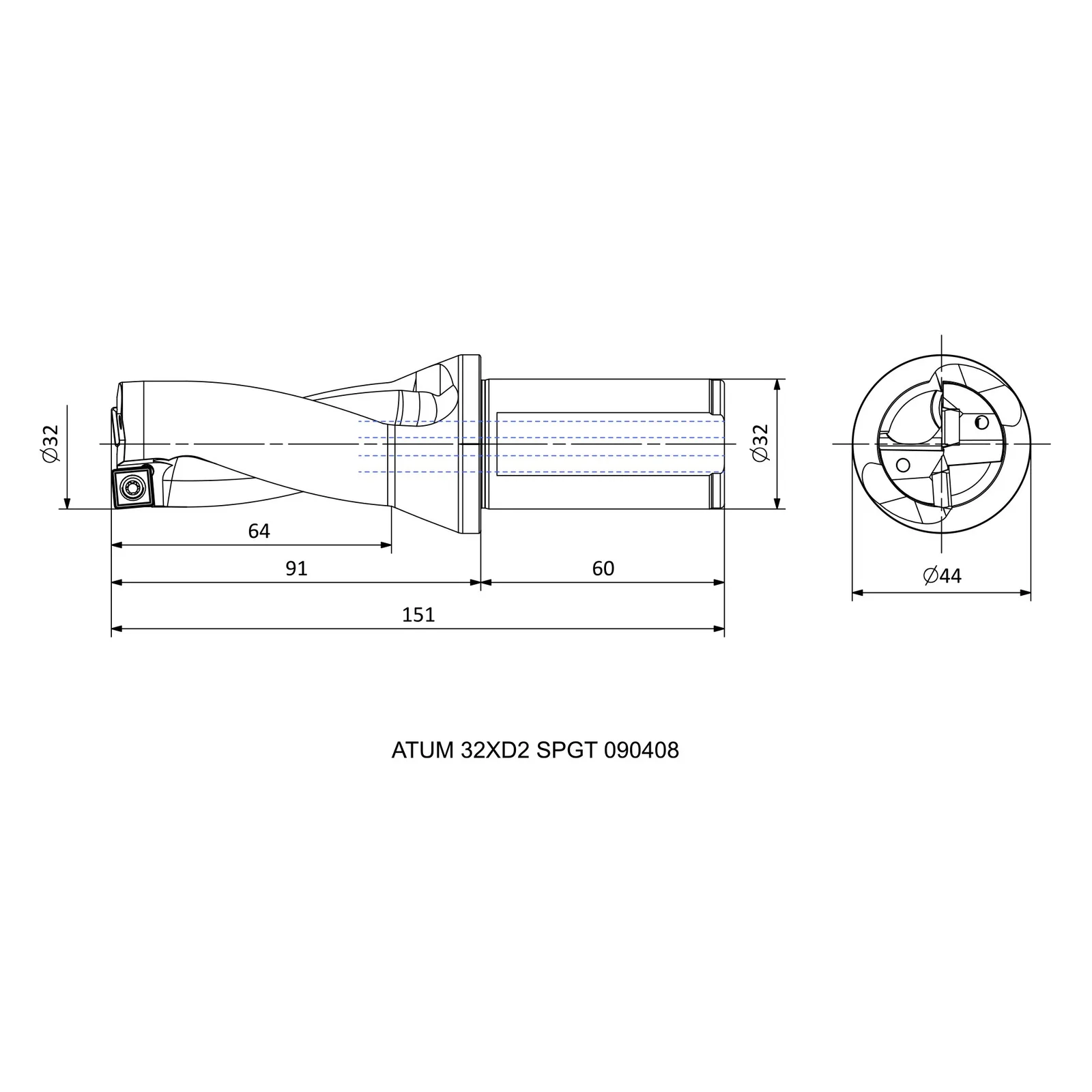 ATUM 32XD2 SPGT 090408 &mdash; dimensioned drawing