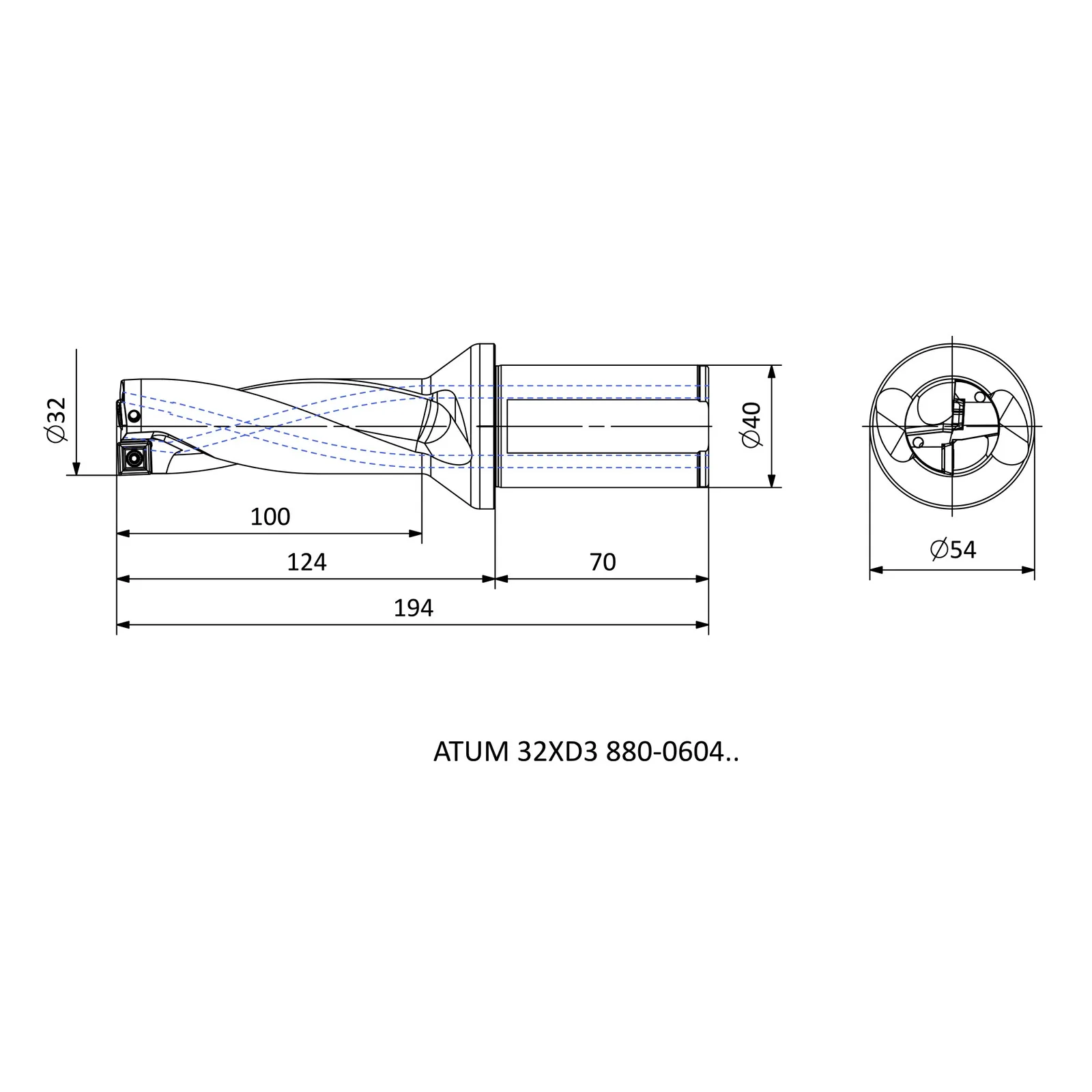 ATUM 32XD3 880-0604.. &mdash; dimensioned drawing