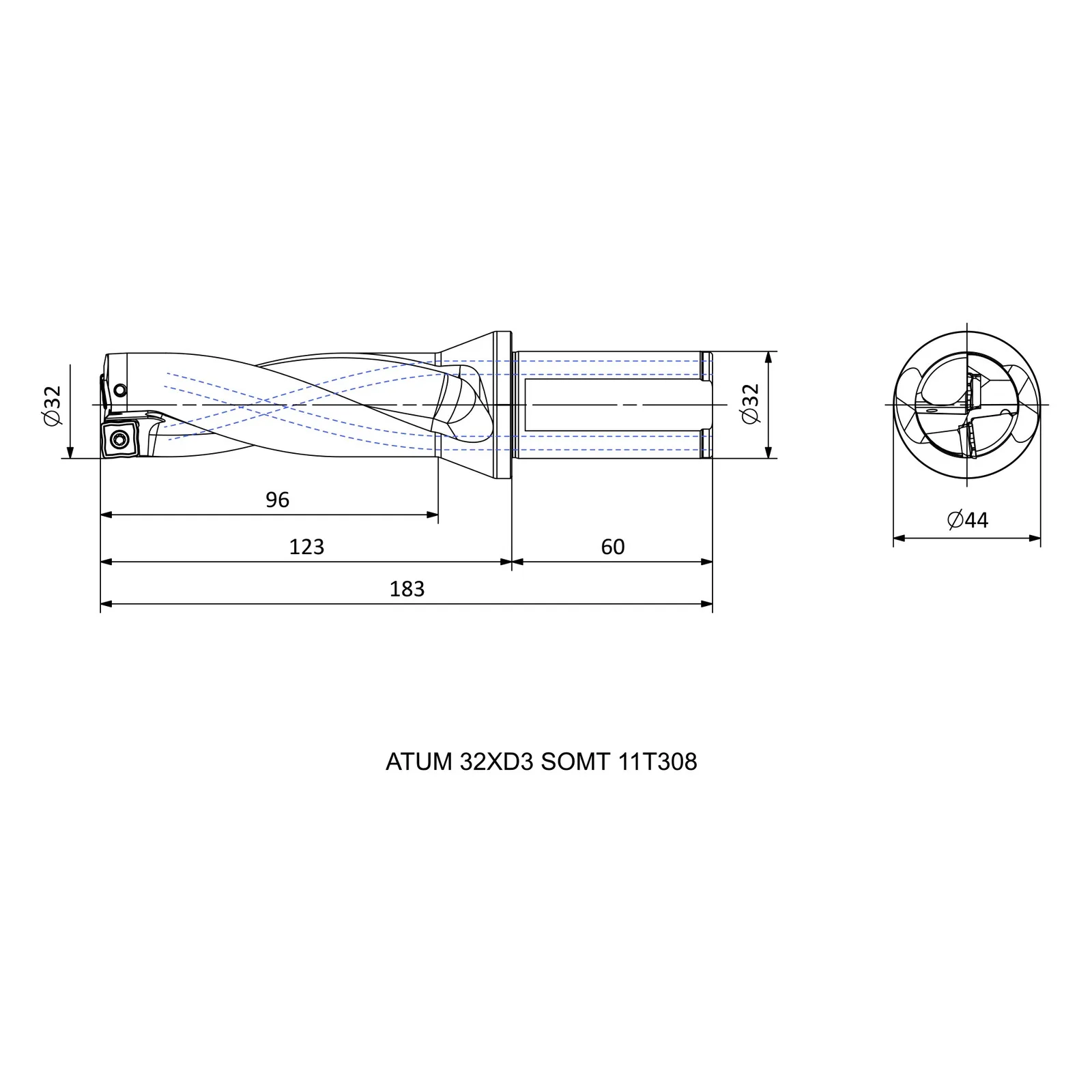 ATUM 32XD3 SOMT 11T308 &mdash; dimensioned drawing