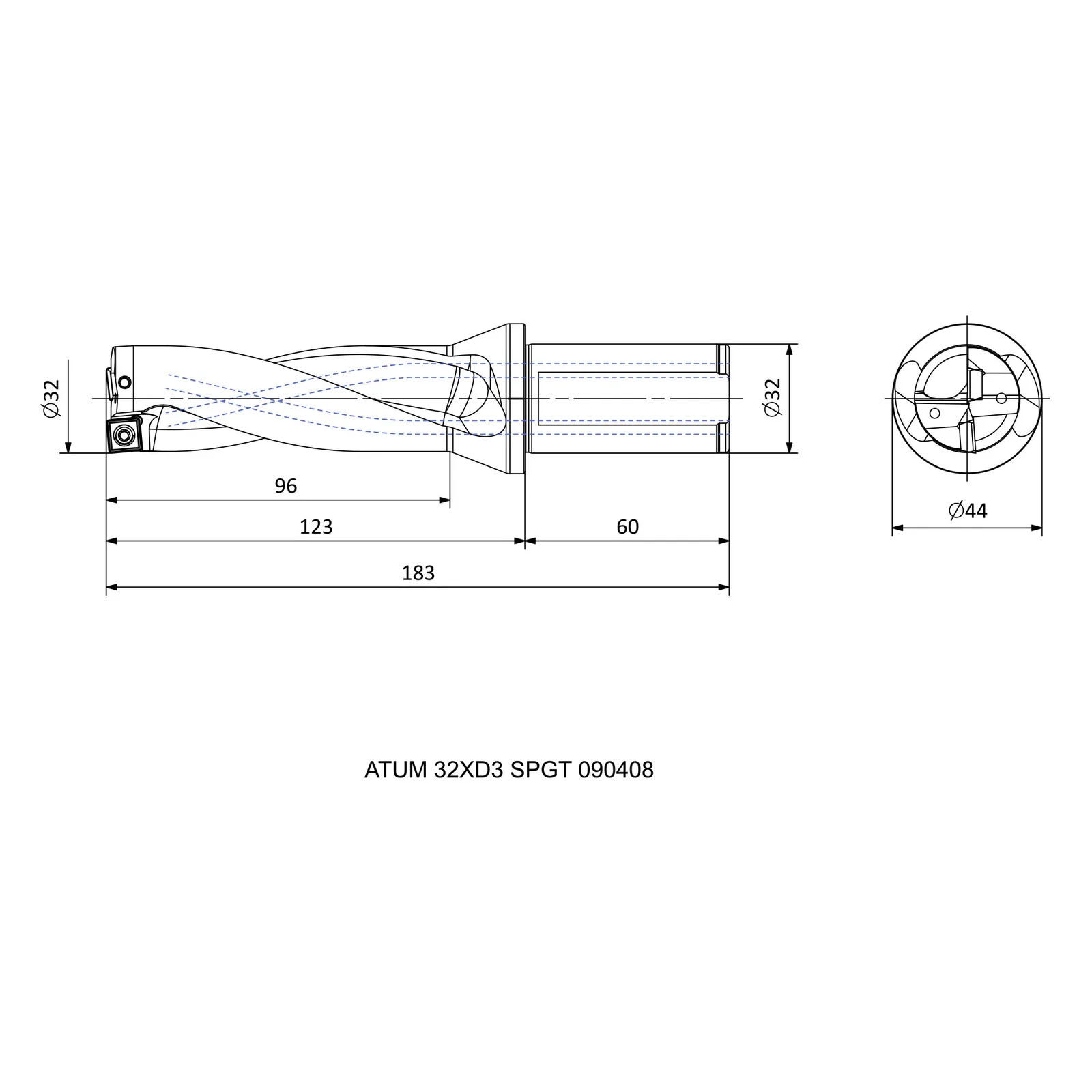ATUM 32XD3 SPGT 090408 &mdash; dimensioned drawing