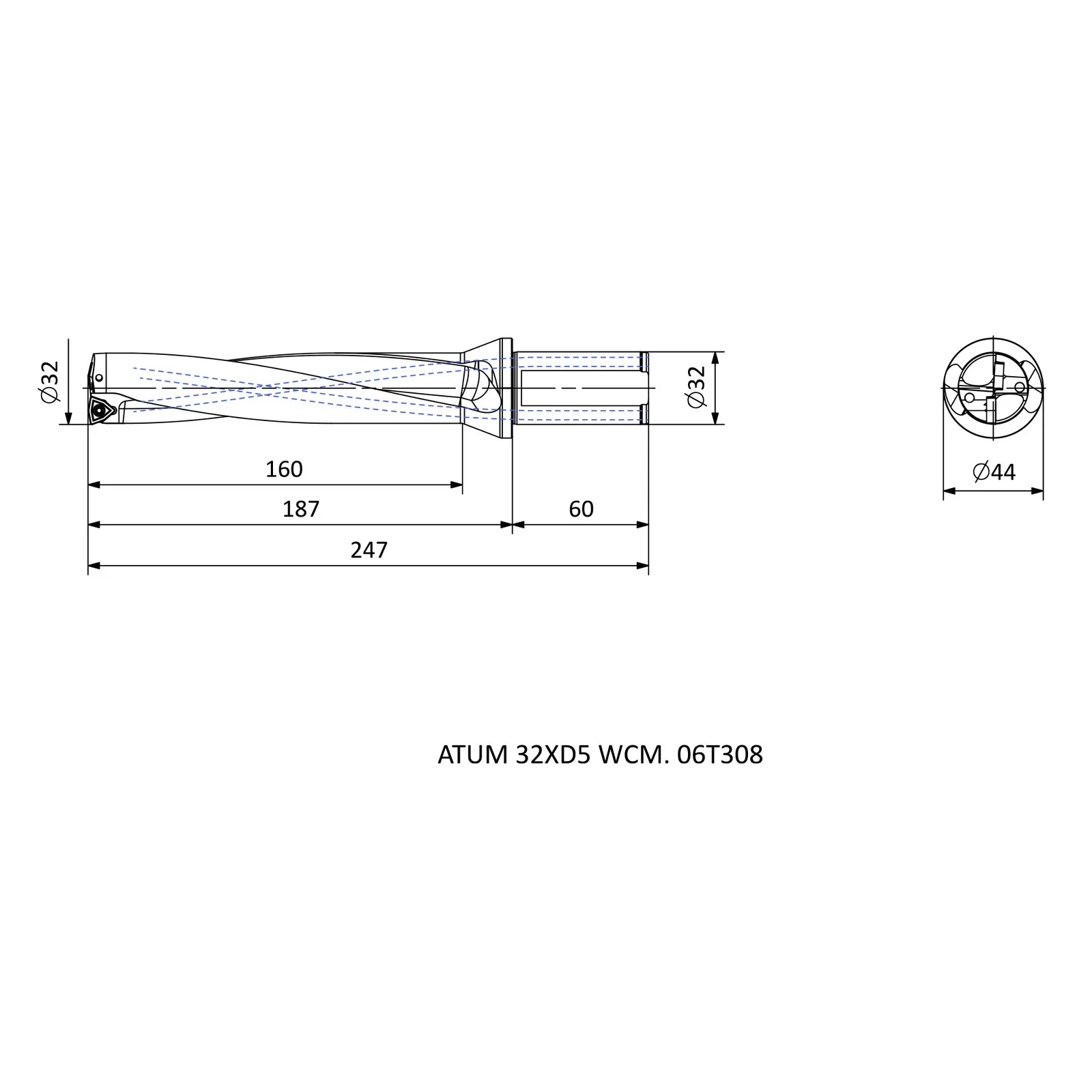 ATUM 32XD5 WCM. 06T308 &mdash; dimensioned drawing