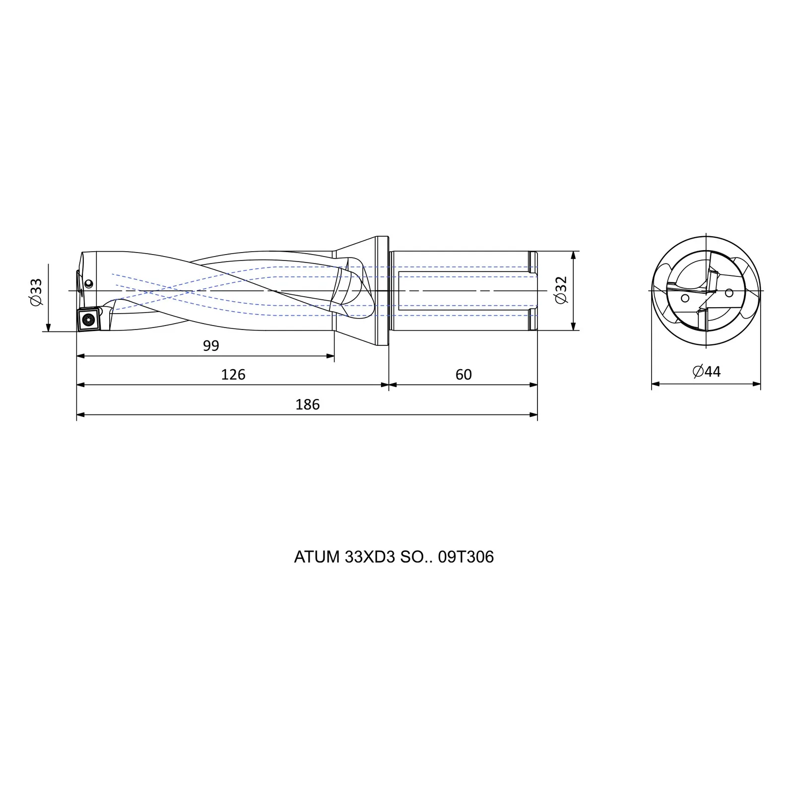 ATUM 33XD3 SO.. 09T306 &mdash; dimensioned drawing