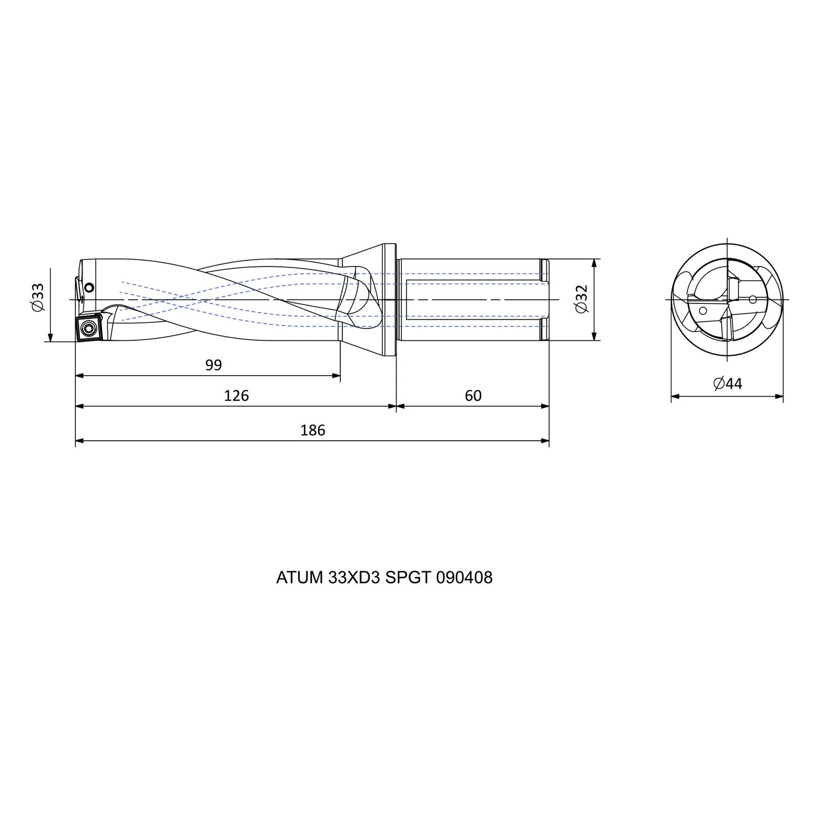ATUM 33XD3 SPGT 090408 &mdash; dimensioned drawing