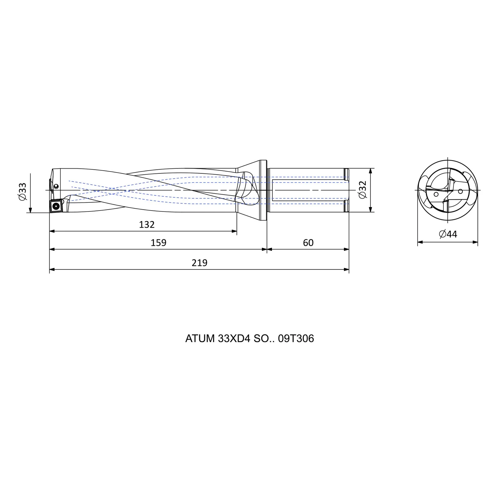ATUM 33XD4 SO.. 09T306 &mdash; dimensioned drawing